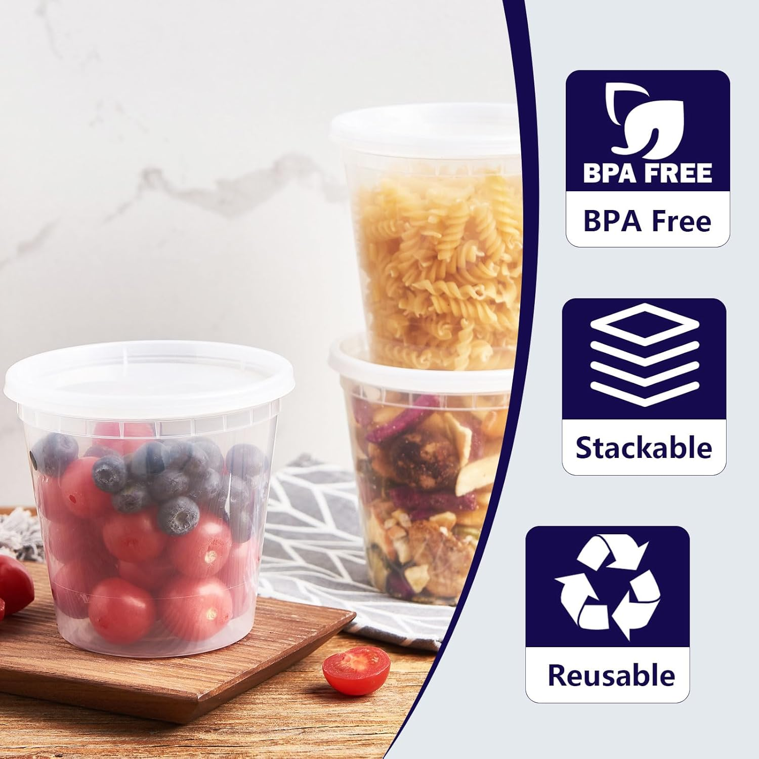 36-Pack 24 Oz Plastic Meal Prep Containers with Lids - Premium Quality, Leakproof, and Freezer Safe, Reusable or Disposable - Ideal for Soups, Sauces, and Bulk Cooking - Bpa-Free and Microwave Safe