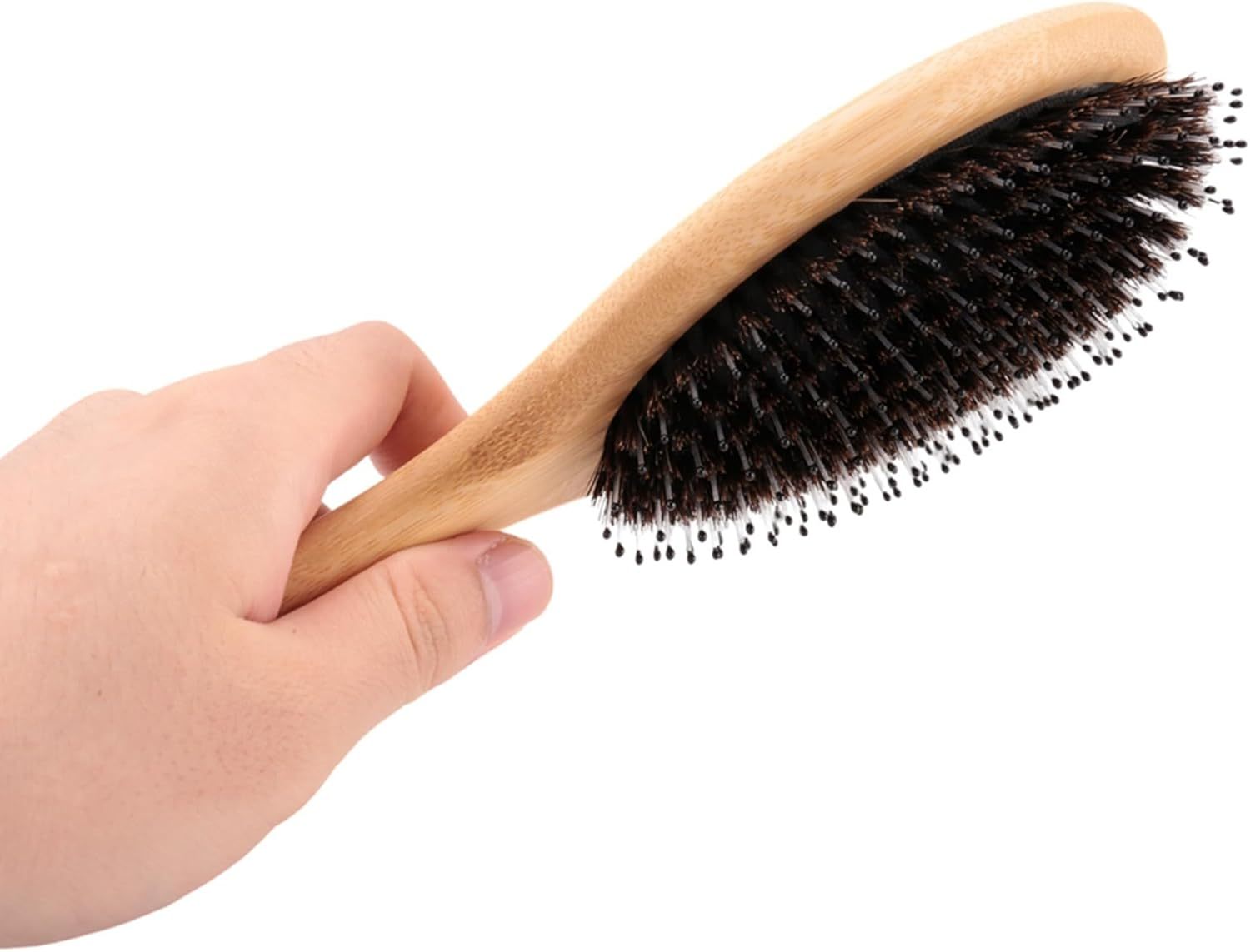 Hair Brush Boar Bristle Hair Brush with Nylon Pins Bamboo Paddle Detangler Brush Detangling Adding Shine Brushes Daily Use for Conditioning Improve Hair Texture image number 1
