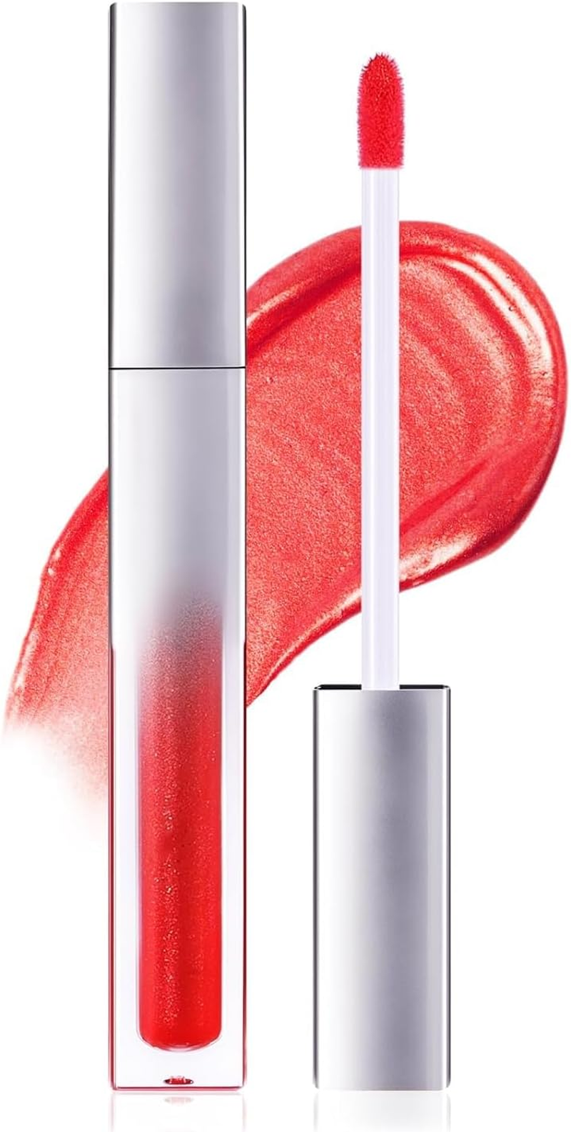 DAGEDA Metallic Lipstick, Glitter Lip Gloss, Moisture Shimmer Lip Plumper Gloss, Diamond Pearl Shine, Non-Sticky Long Lasting Metallic Liquid Lipstick Lip Eyeshadow Makeup, 04 Red