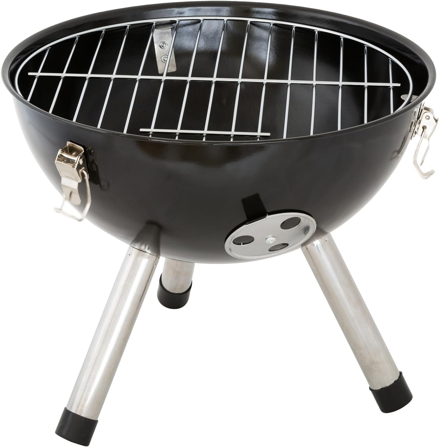 Healthy Choice Hacienda 31CM Kettle Portable Charcoal Grill: Lockable Hood, Black Enamel Coating, Efficient Airflow, Bakelite Handle, Compact Design - Convenient, Durable, and Easy to Clean - Black image number 2