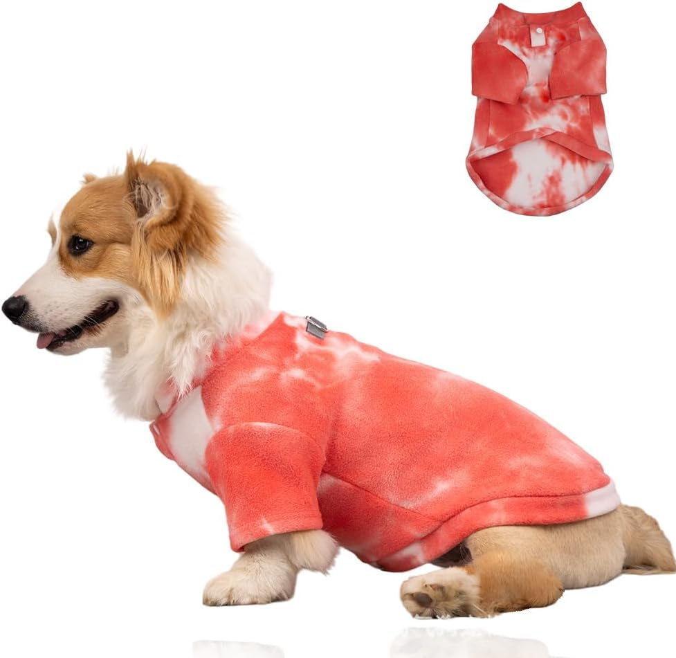 Dog Small Medium Dogs Tie Dye Pet Coat Dog Clothes Dog Pajamas Fall Winter Daily Warm Polar Fleece Soft Doggie Halloween Christmas Festival Apparel for Dogs Cats (Pink White, M) image number 1