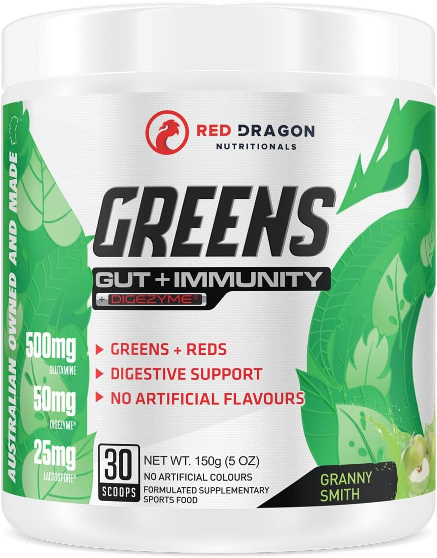 Red Dragon Nutritionals Greens Gut + Immunity Powder 300 G, White Lychee image number 3