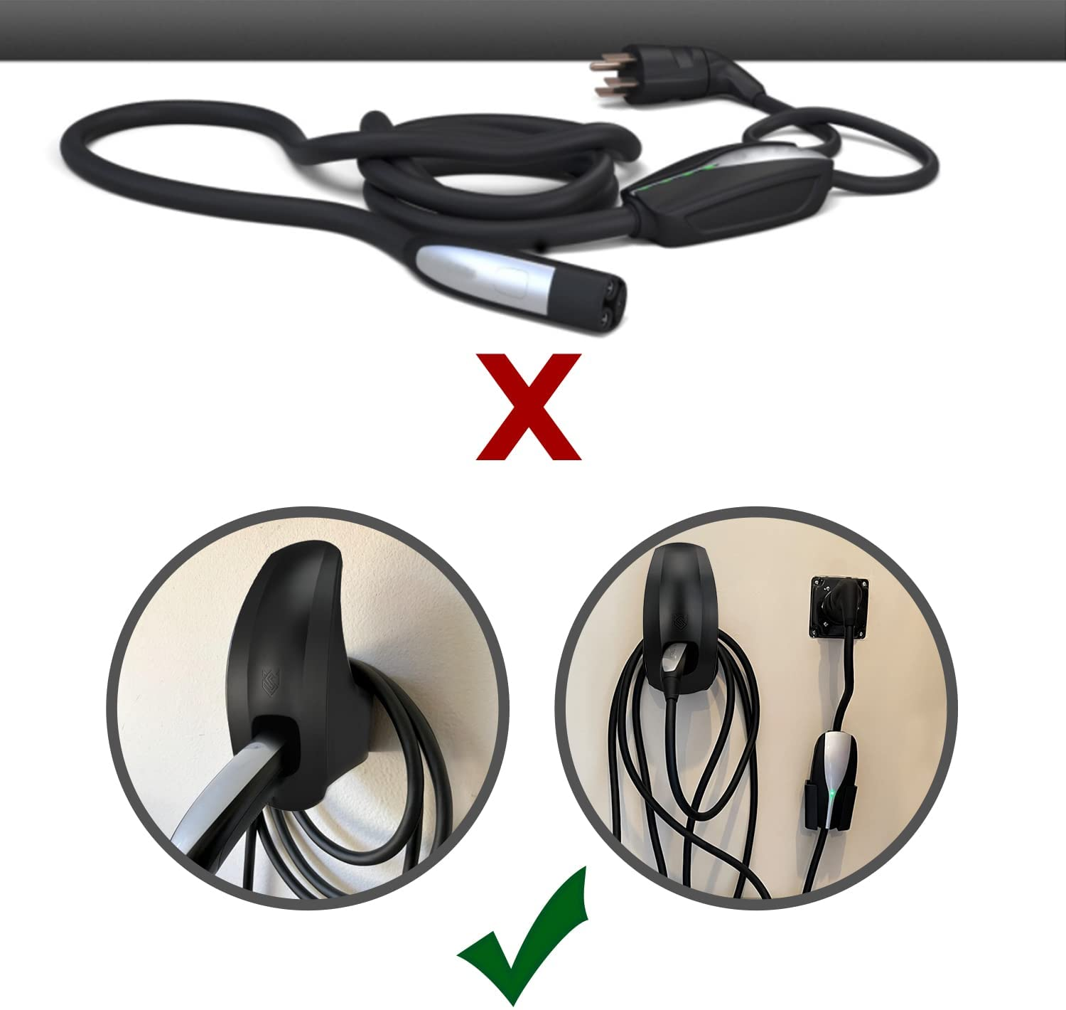 Seven Sparta Charging Cable Holder with Chassis Bracket for Tesla Model 3 Model Y Model X Model S Charger Cable Organizer Tesla Accessories Car Wall Connector (Black) image number 1