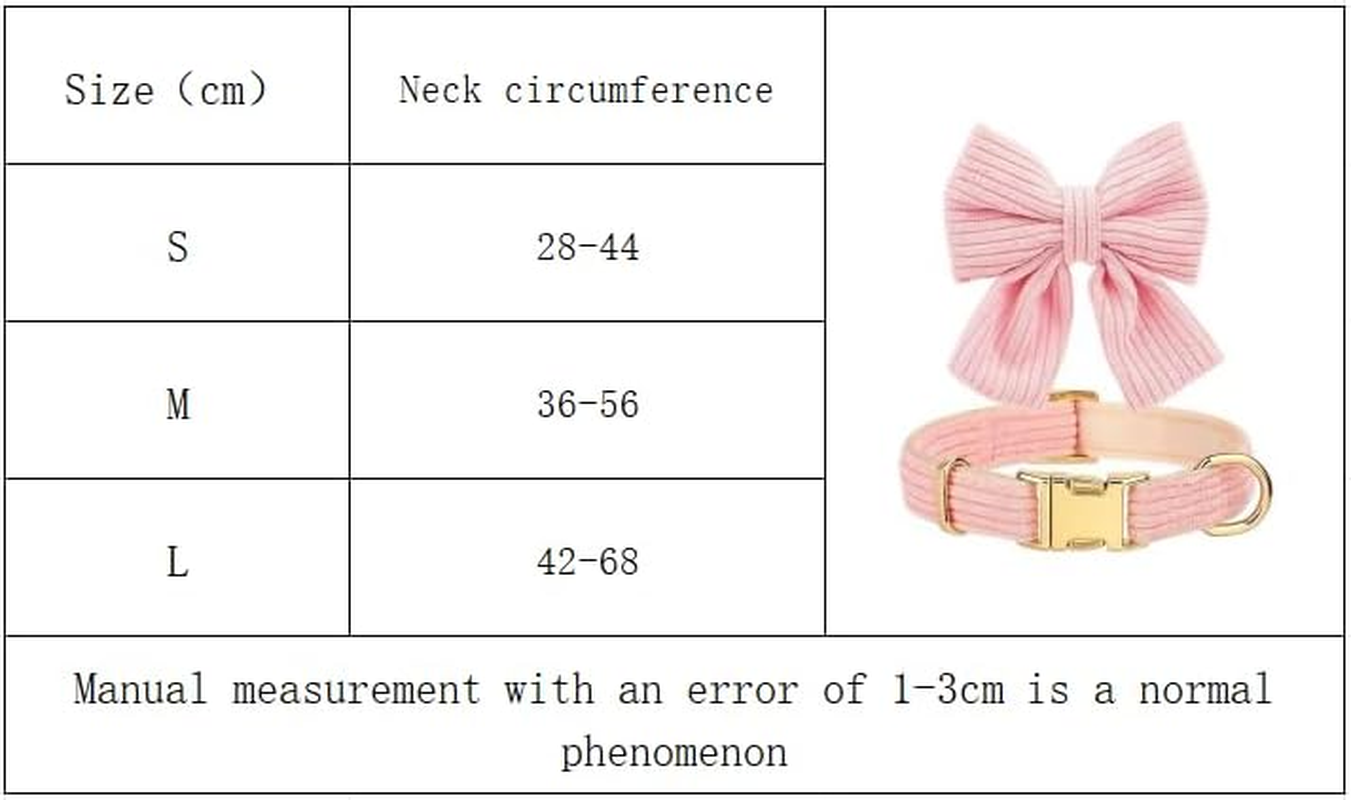 Dog Collar with Bowtie, Adjustable Cute Dog Collar for Wedding and Holiday, Soft Dog Collar for Small Dogs (Pink, L) image number 1