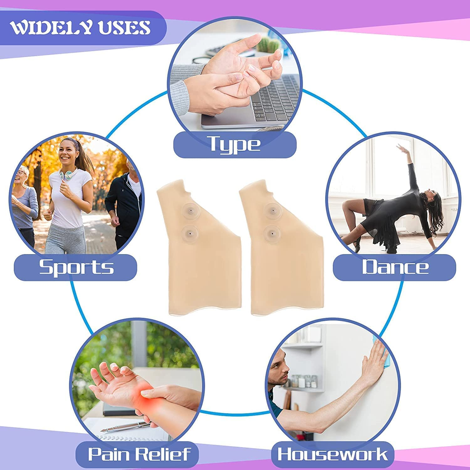 4 Count Gel Thumb Wrist Support Braces Gel Carpal Tunnel Wrist Brace, Hand Wrist Support Relief for Arthritis, Carpal Tunnel, Tendinitis for Men and Women