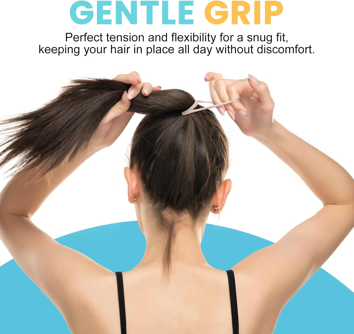 HOYOLS Soft Large Seamless Hair Ties, Gentle Stretch Nylon Ponytail Holder Bands for Thick Heavy Curly Hair, No Slip No Damage Scrunchies Headbands 100 Pcs (Light Blonde) - 1.5" Black 100Pcs image number 4