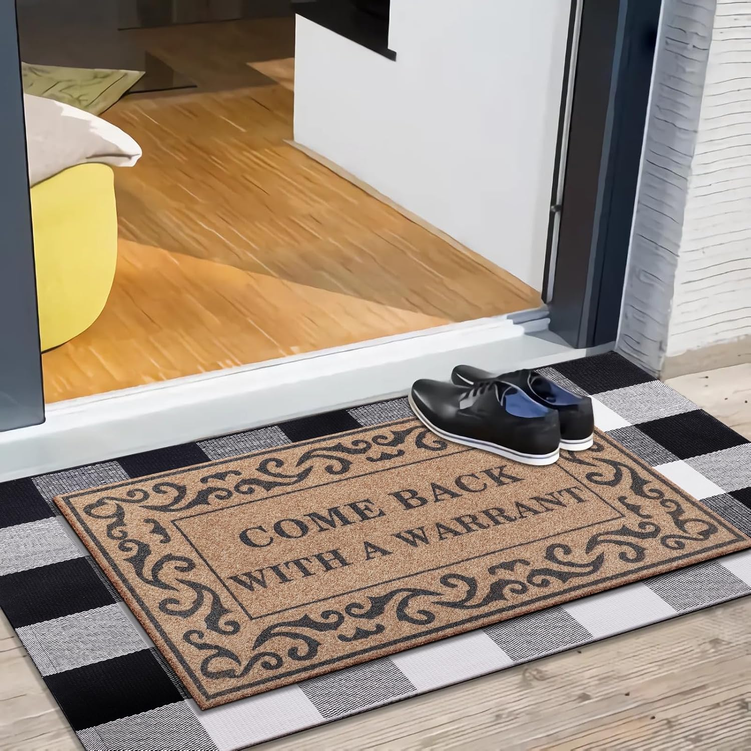 Door Mat Funny Durable Front Door Mat for Home Entrance Kitchen and Garden Entryway Indoor Outdoor Welcome Mat Non Slip Rubber Backing Mats Easy to Clean 18 X 28 Inches Brown image number 2