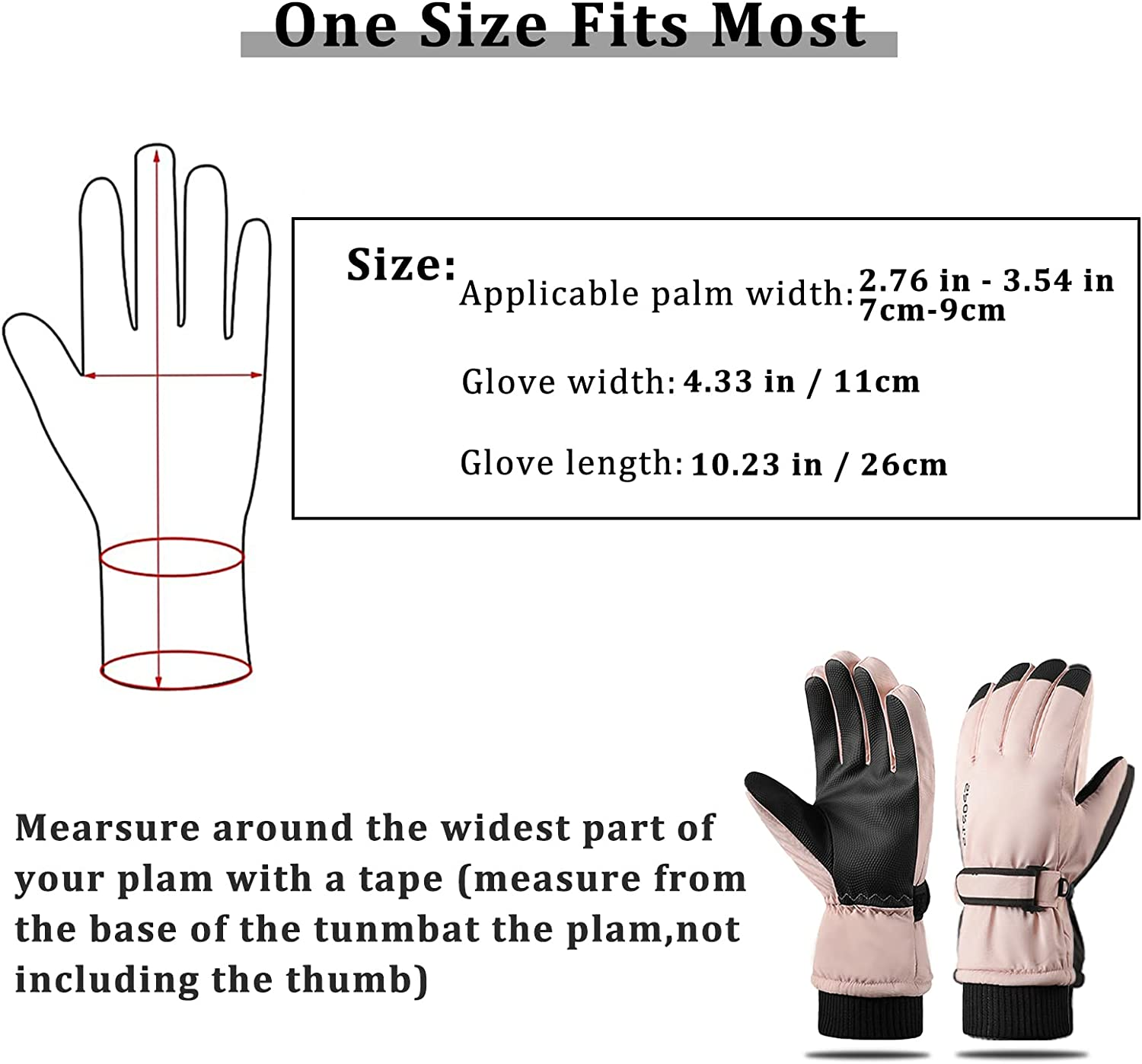 Andiker Women Winter Ski Gloves, Waterproof Touchscreen Anti-Slip Snowboard Gloves for Skiing Running and Cycling image number 4