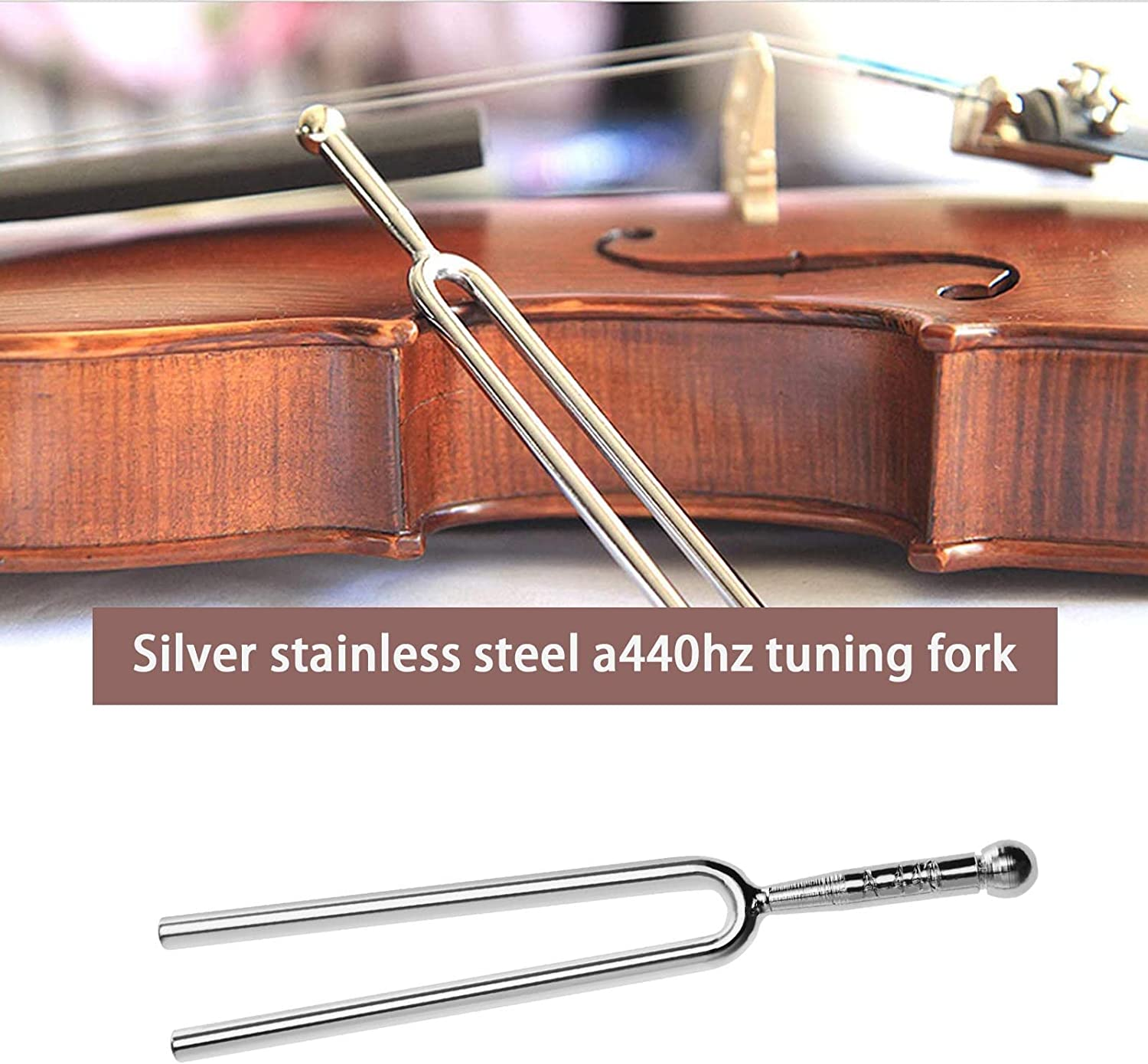 SING F LTD 2PCS A440Hz Tuning Fork Stainless Steel Music Tuning Fork Standard Tuning Fork with Ball on Handle for Violin Guitar Instrument image number 5