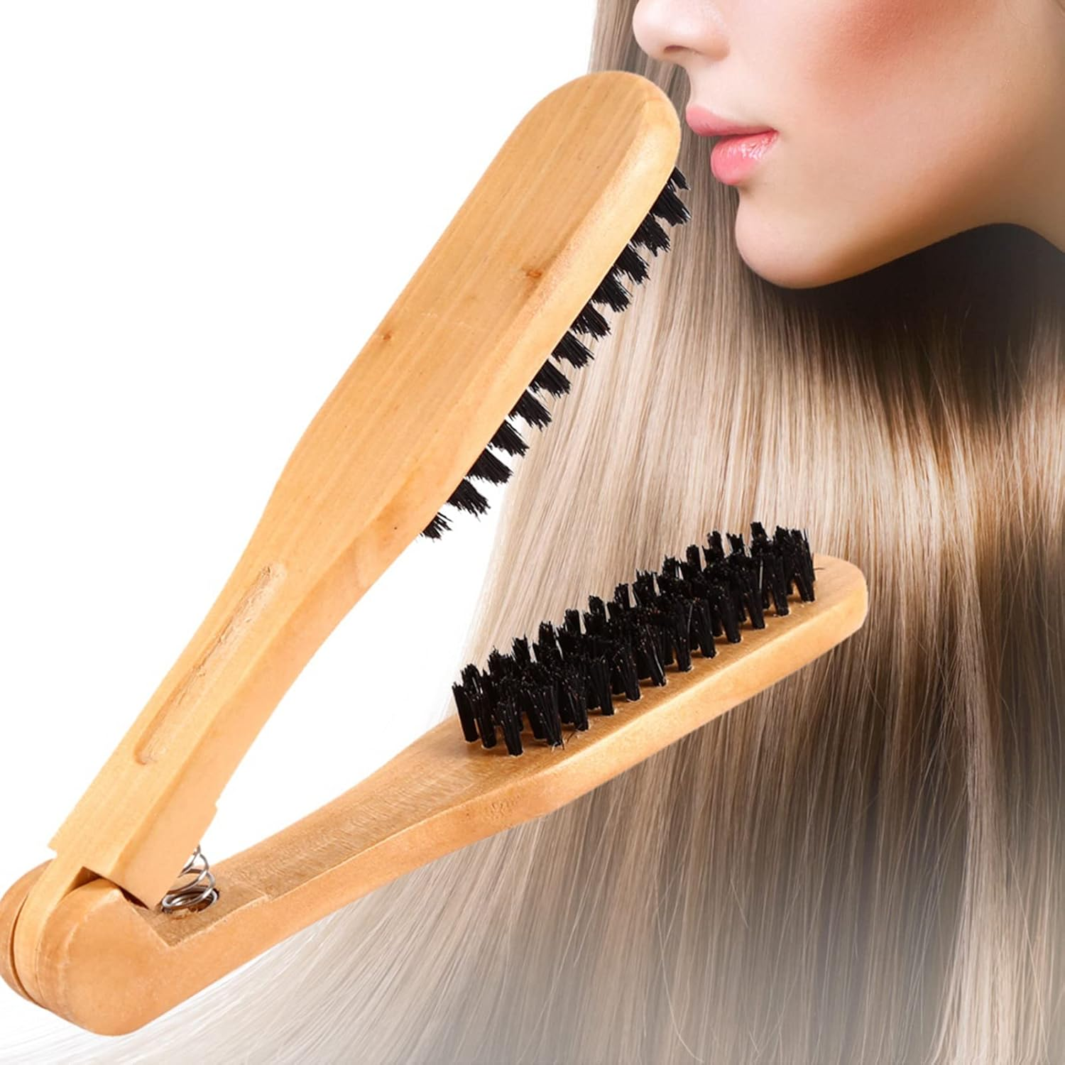 Professional Hairdressing Comb Wooden Double Brushes Hair Straightener Tool for Straight Hair Maintenance image number 6