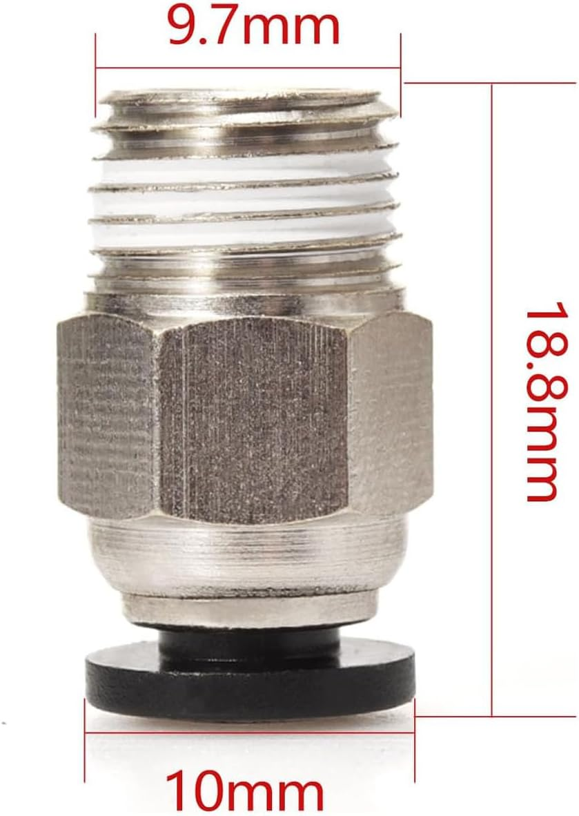 LEOWAY PC4-M10 Male Straight Pneumatic PTFE Tube Push in Quick Fitting Connector for E3D-V6 Long-Distance Bowden Extruder 3D Printer (Pack of 10Pcs)