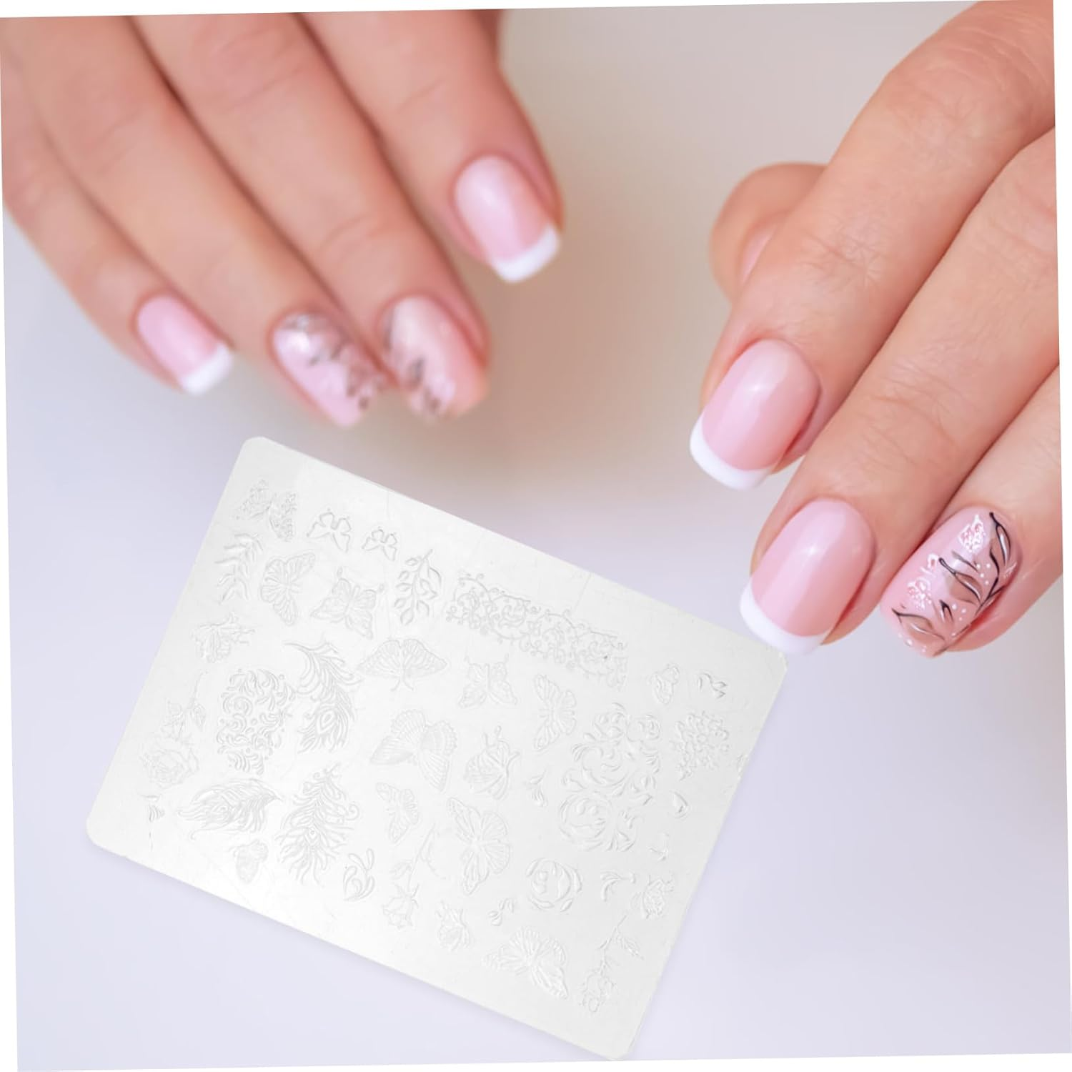 2Pcs Silicone Printing Template Nail Decor Templates for Spa Stamping Plates for Nail Art image number 2