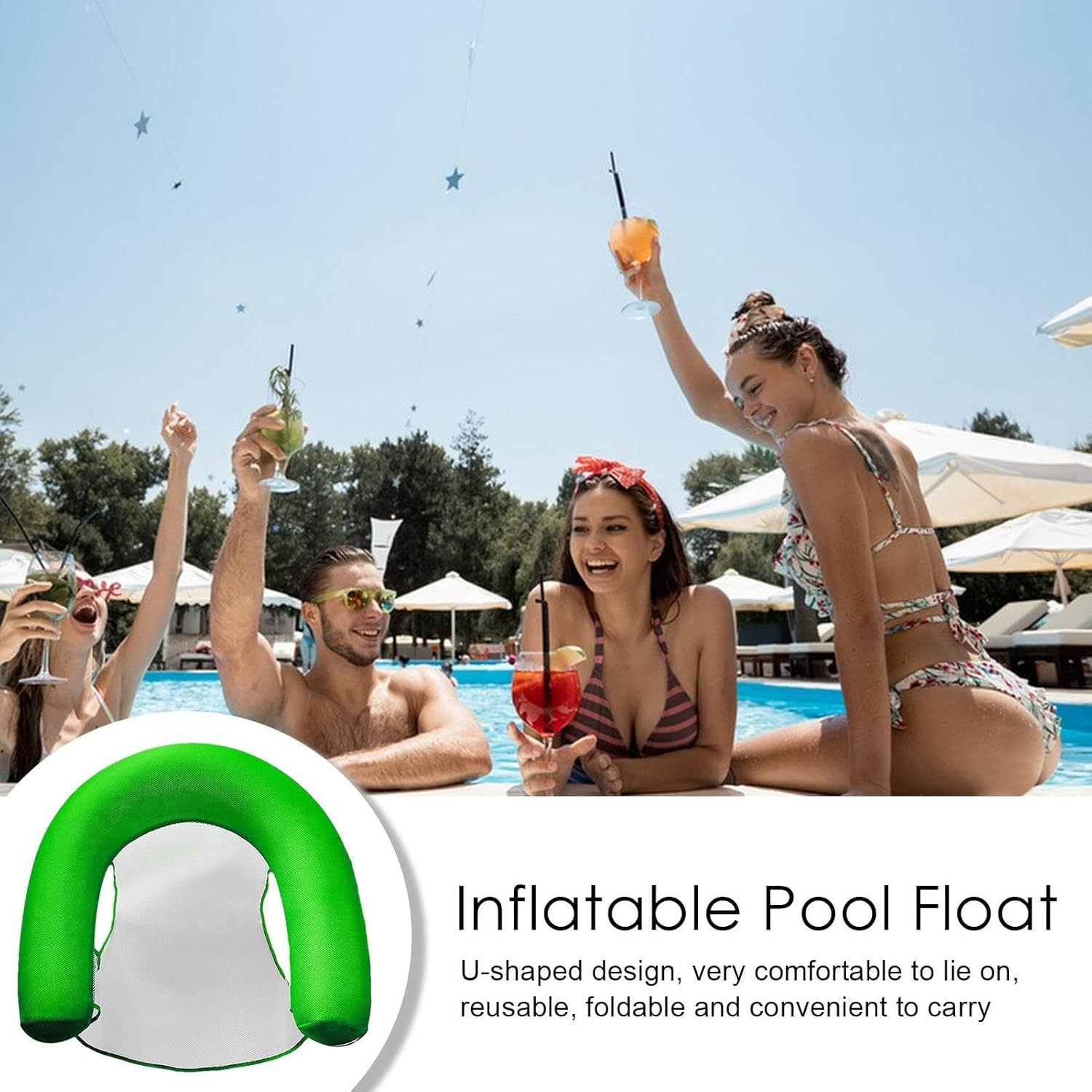 Water Pool Chair Lounge | Pool Floating Lounge Chair | Inflatable Pool Lounge Chair, Reusable Pool Floating Bed, Adult Pool Floats, Swimming Pool Float Comfort for Beach image number 5