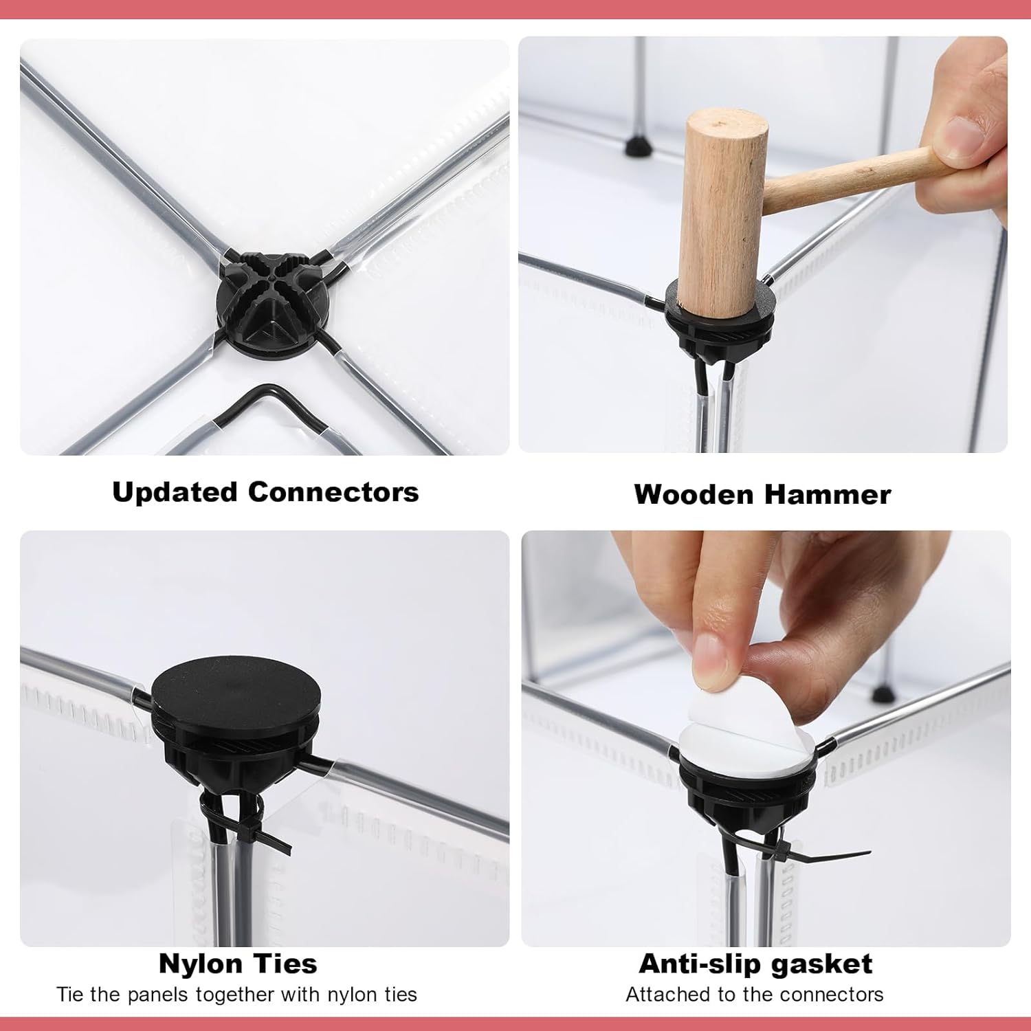 12 Panels Transparent Small Animals Playpen,48" X 24" X 16" Portable Pet Playpen,Plastic Enclosure,Puppy Play Pen for Indoors Outdoor Pet Fence for Guinea Pigs,Bunny,Ferrets,Hamsters,Hedgehogs image number 3