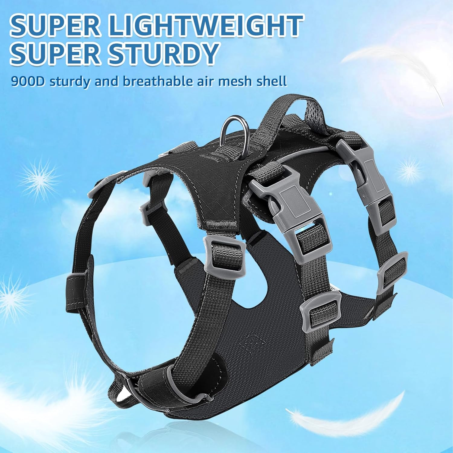 Slowton No Pull Dog Harness - Lightweight Escape Proof Dog Harness with Padded Lift Handle, Adjustable Full Body Reflective Dog Vest Harness for Small Medium Large Dogs Easy Walking, Training, Hiking image number 2