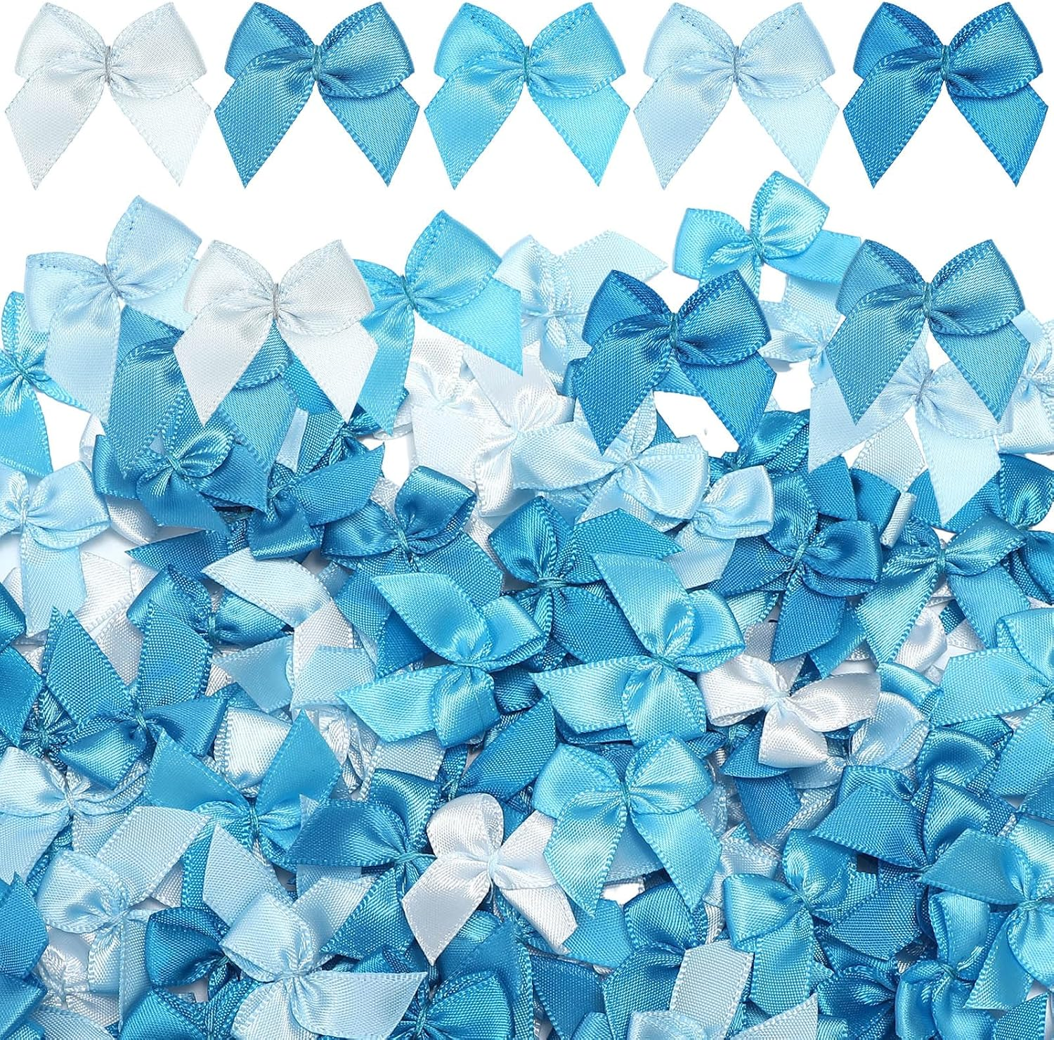 Syhood 150 Pcs Christmas Mini Bow Tiny Twist Tie Handmade Craft Ribbon Hair Small Holiday Bow Craft Supply for DIY Sewing Party Decor(Classic Color, Glitter)