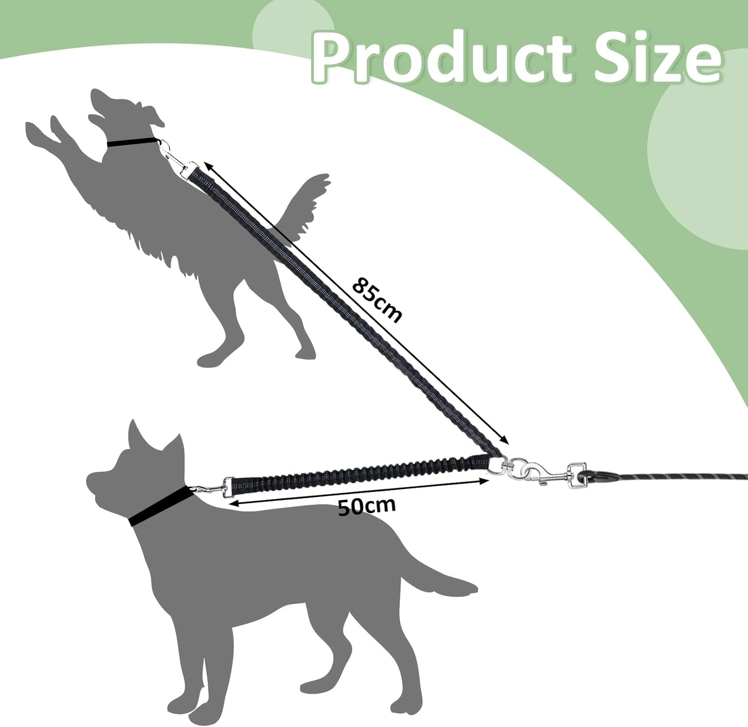 Double Dog Leash for 2 Dogs, Heavy Duty Nylon Reflective Dual Dog Lead for Small Medium Large Dogs, 360 Swivel No Tangle Walking Leash for Walking Running Training,Black