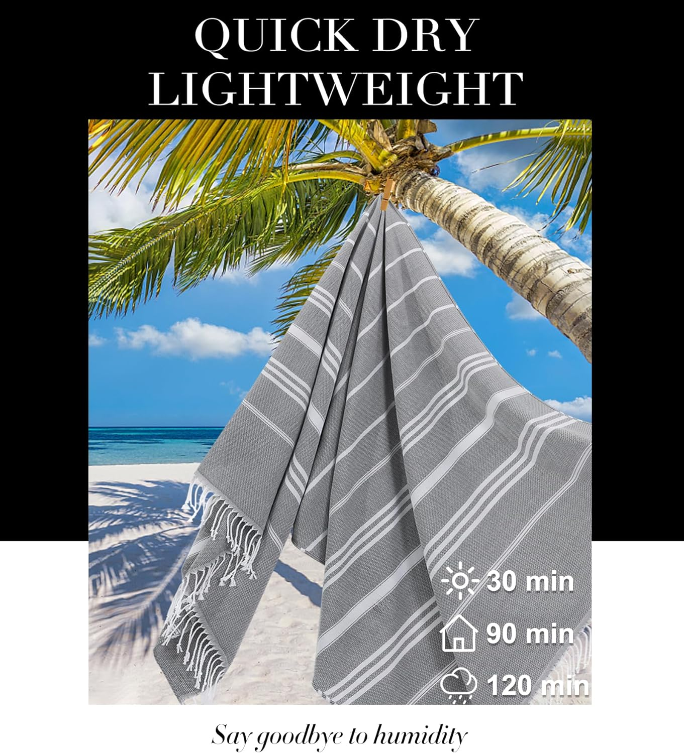 Giant Turkish Beach Towel Blanket Extra Large Boho Throw Blanket Jumbo Fast Drying Soft Thin Sandless Compact Oversized No Sand Repellent anti Resistant Repels Sandfree Chamois Women Men Adult Gifts image number 5