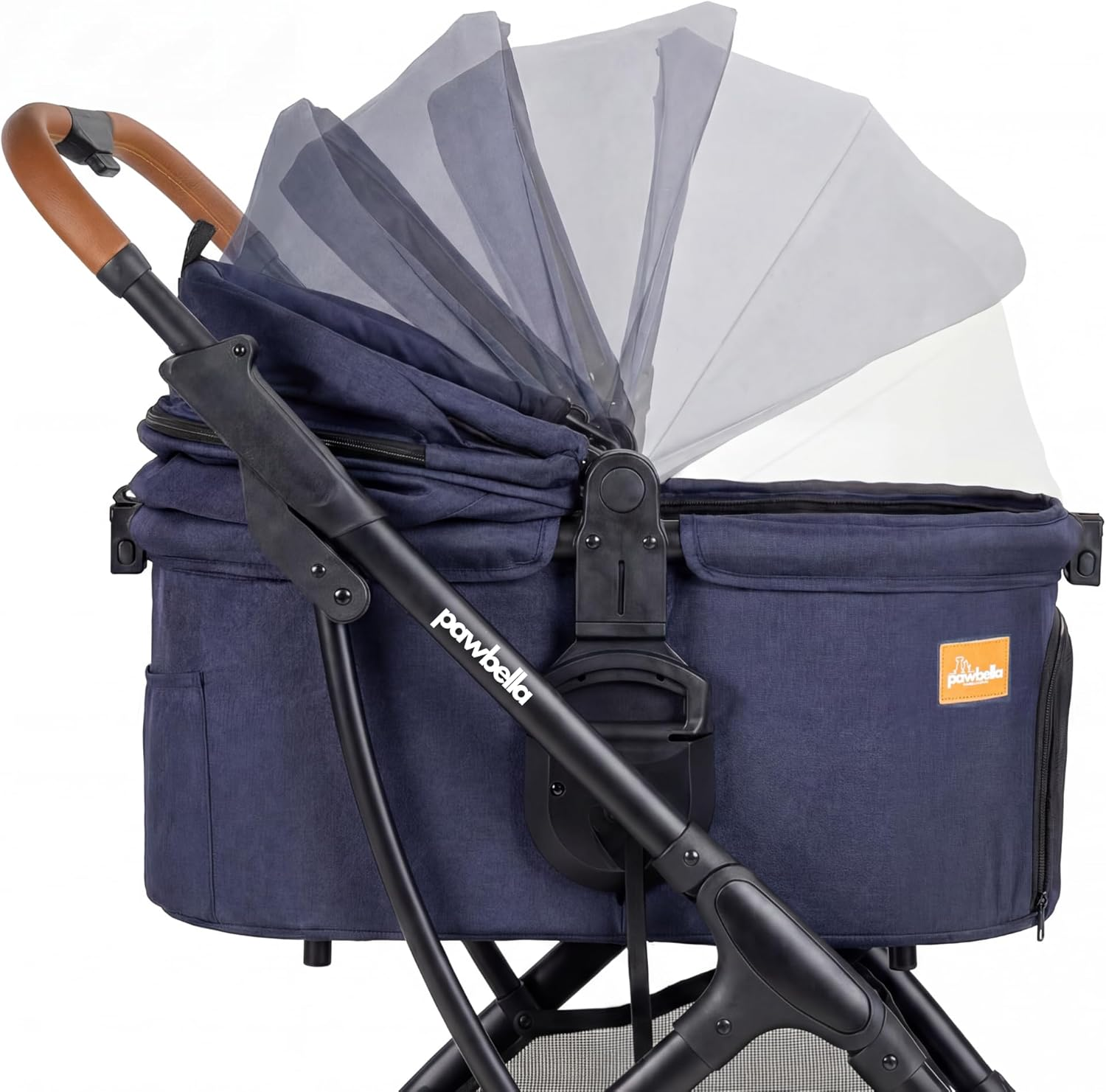 Ultimate Pet Stroller Navy &ndash; Luxe 3-In-1 Foldable Dog Pram with Detachable Carrier &ndash; Plush Padded Bedding & Safe Travel Buggy for Medium Pets (Up to 22Kg) image number 6