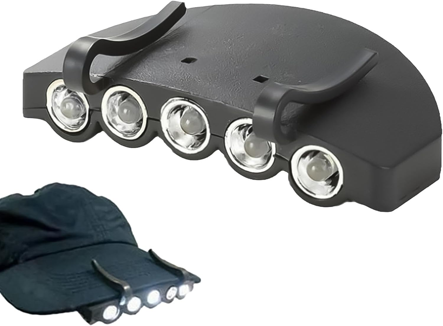 Led Hat Clip Light, Hat Brim Led Lamp, Cap Light with 5 Leds, Bright Hat Clip-On Lamp Headlamp Waterproof Ultra Bright Adjustable Hands-Free Equipment Hat Brim Headlamp Use for Hiking Camping