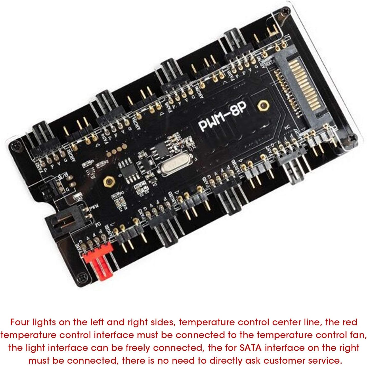 RGB Splitter Hub - 12V 4 Pin PWM+ 5V 3Pin ARGB 2 in 1 Fan Hub with Remote Controller for Realize Synchronous Temperature Control of CPU Radiator and Chassis Fan, Case Fan Hub image number 4