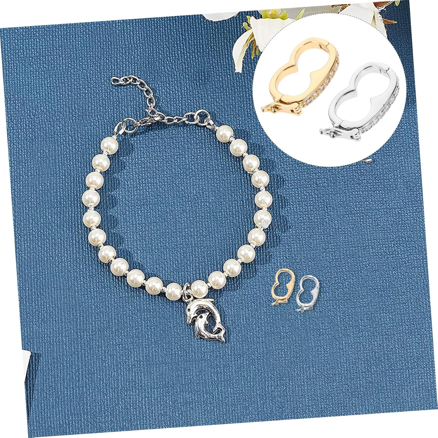 AUTSUPPL 2Pcs Pearl Necklace Shortener Clasps for Layering Adjustable Necklace Separator Clasps Jewelry Making Accessories for Pearl and Bead Necklaces image number 1