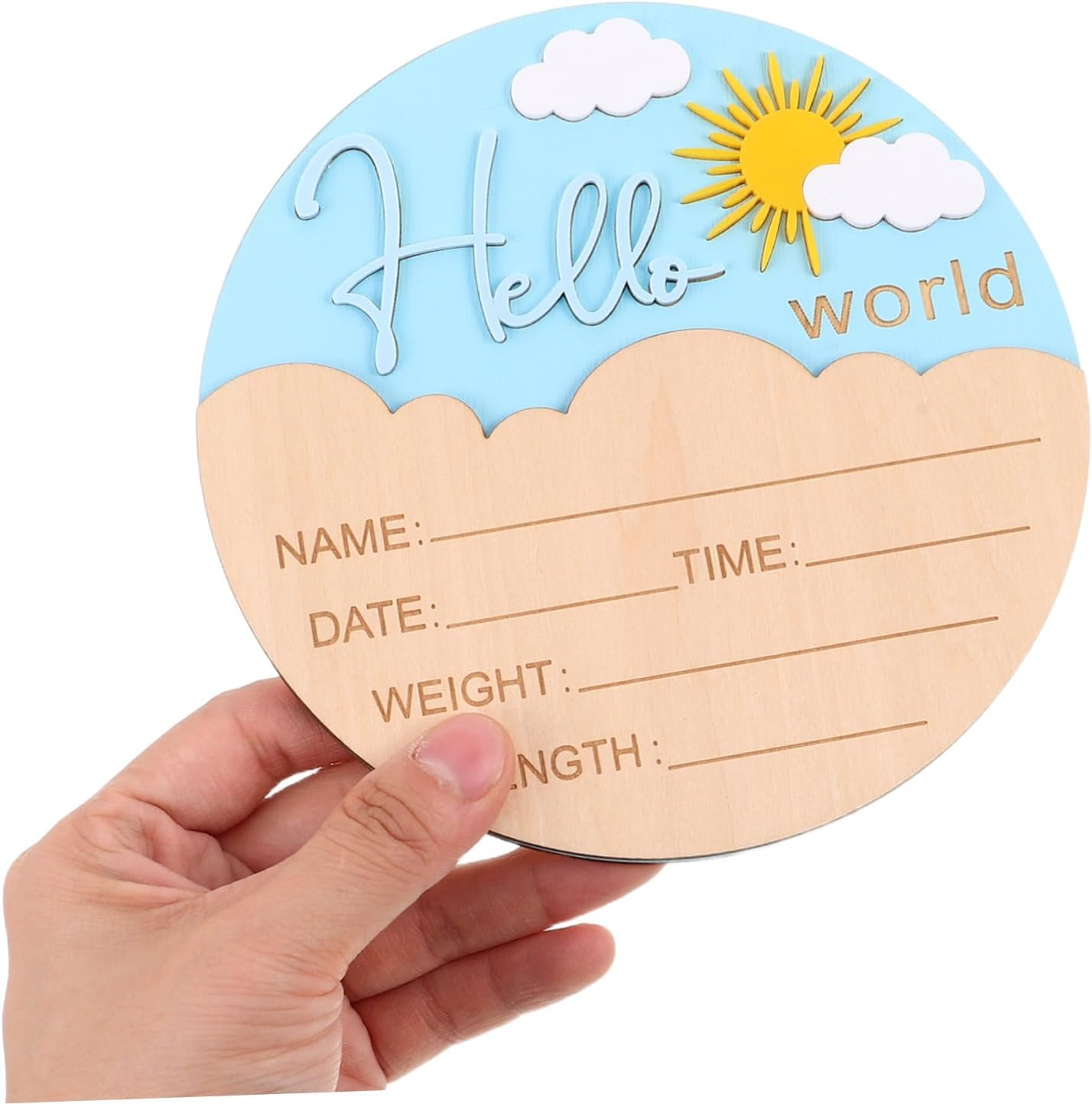 Minkissy Wooden Newborn Commemorative Card Birth Name Sign for Hospital Nursery Announcement Boys Girls Photo Plaques Newborn Essentials image number 3