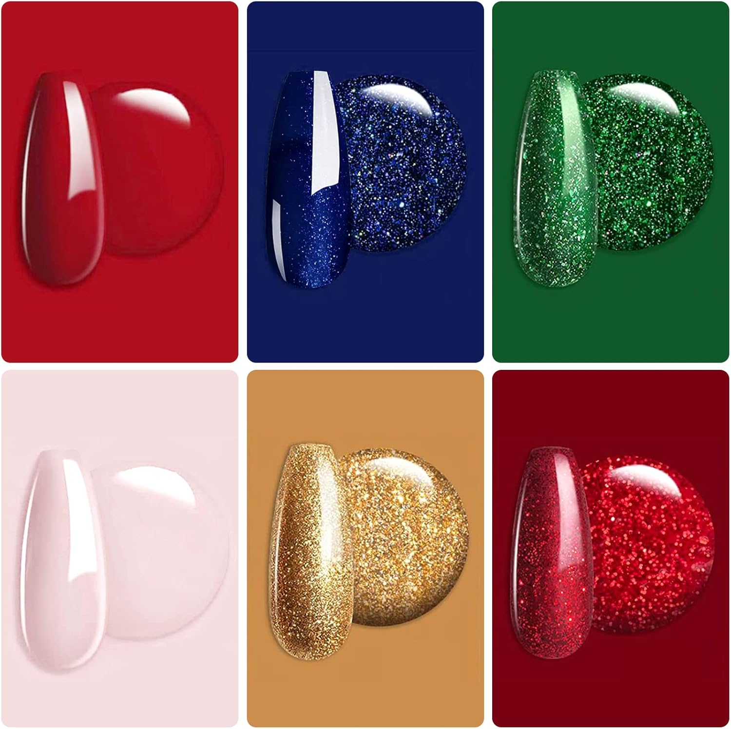 Honey Joy 6 BOX/SET Spring Summer Blue Orange Green Fine Dip for Nails Powder Kit Chocolate Glaze Fine Dipping Powder Colors No Need Lamp Cure,Like Gel Polish Effect,Even & Smooth Finishing (Dp-G-6Pcs-10G/Box) image number 1