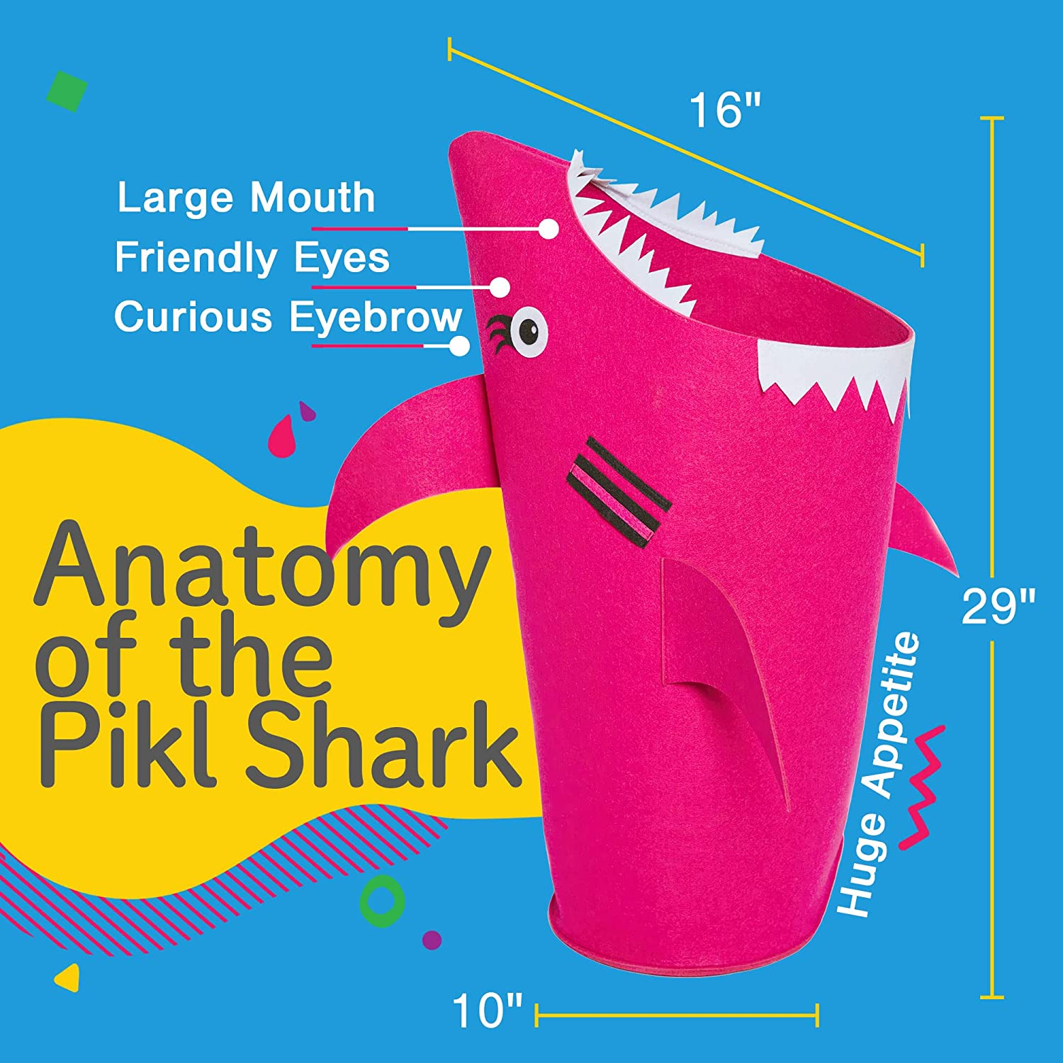 Kids Laundry Basket Kids Organizer Baby Laundry Basket Girls Laundry Hamper Baby Shark Room Decor Cute Pink Laundry Basket Toy Bin Baby Hamper Toy Basket Nursery Hampers for Girls Shark Bathroom D&eacute;cor image number 2