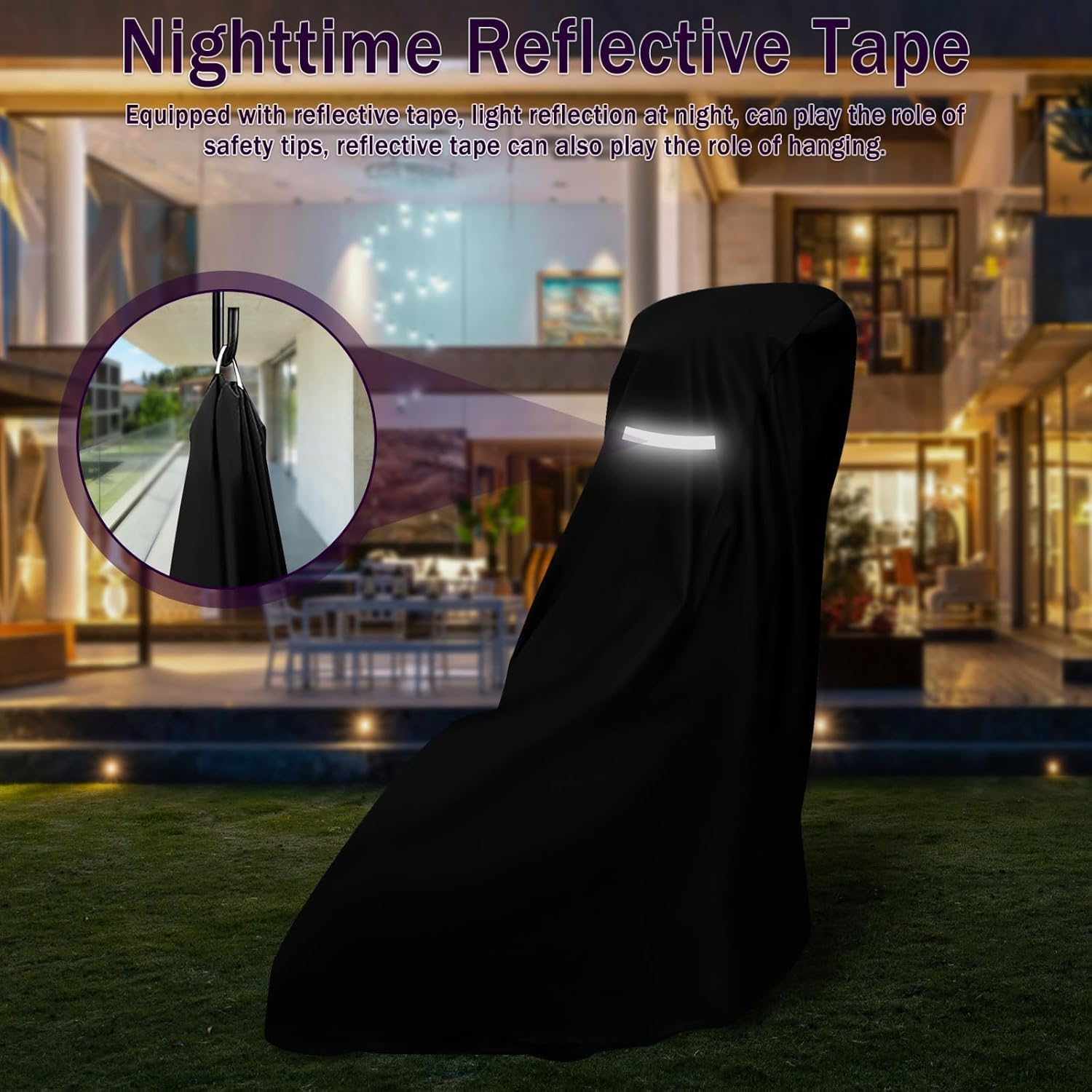 Heavy Duty 210D Polyester Oxford Push Lawn Mower Cover, 193*112*64Cm, Waterproof, UV Protection, Purple, Universal Fit with Drawstring & Storage Bag image number 2