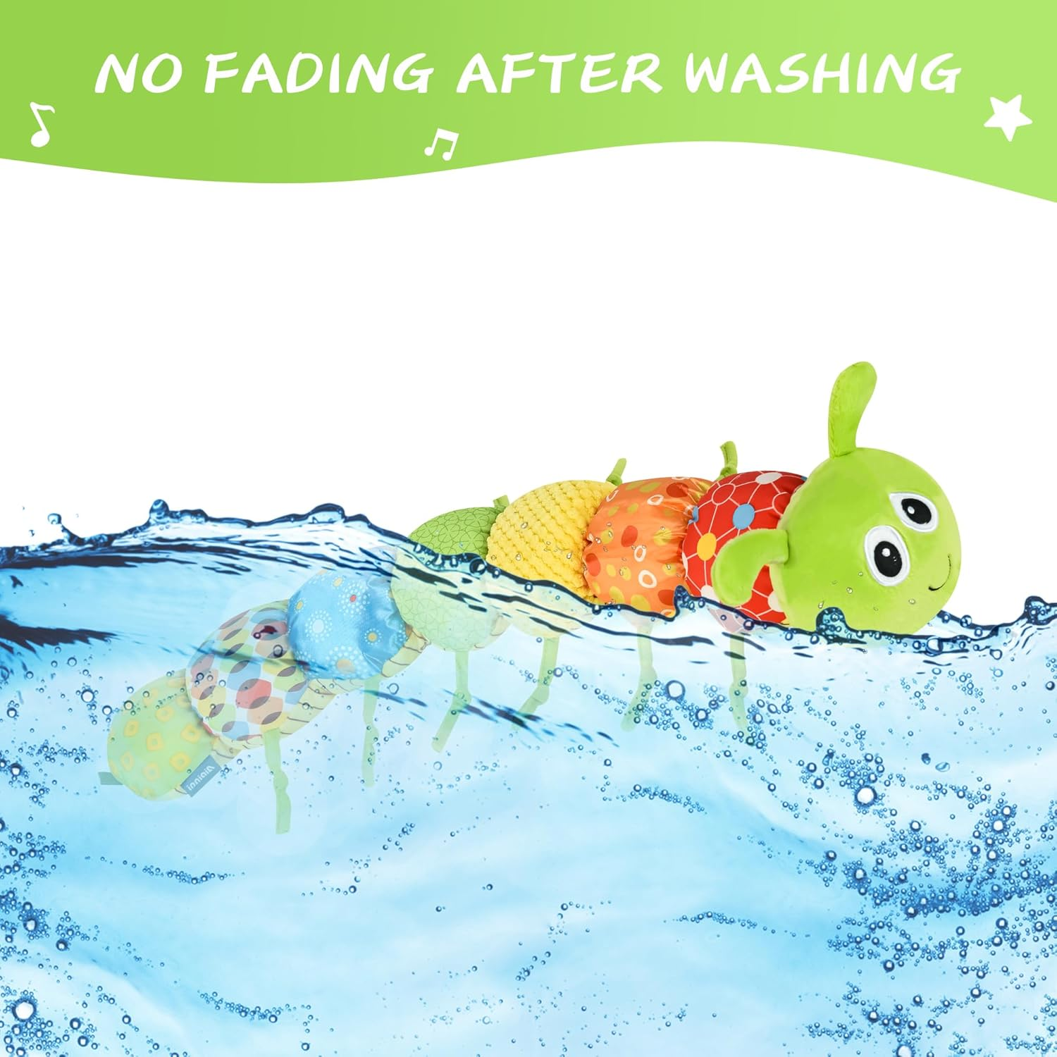 Baby Sensory Toy Stuffed Animal Activity Soft Toys with Multi-Sensory Crinkle, Rattle and Textures, Infant Toy for Tummy Time Newborn 0-3-6-12 Months Boys Girls, Caterpillar image number 2