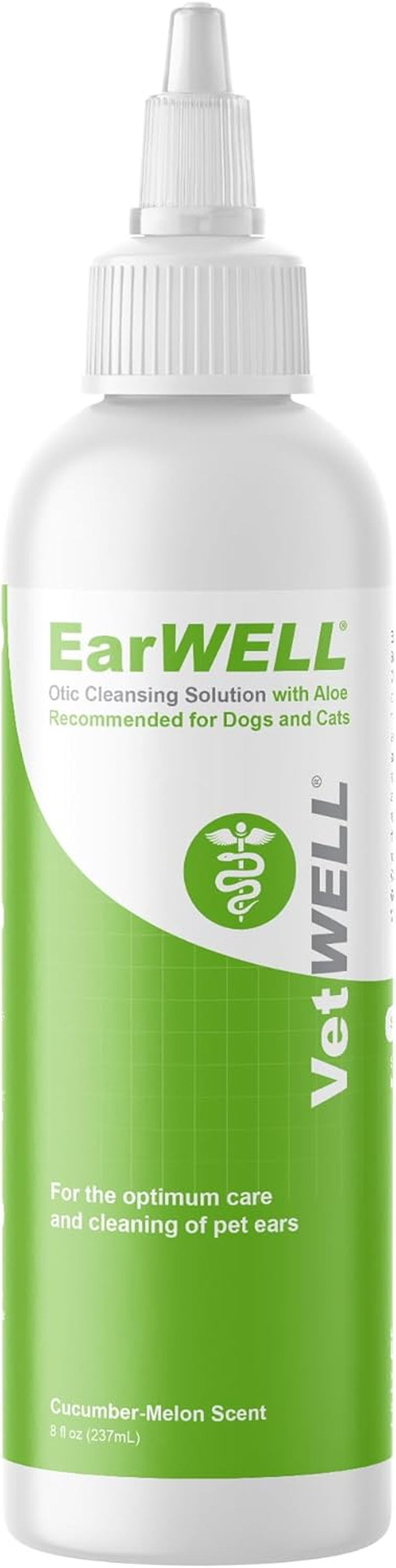 Vetwell Ear Cleaner for Dogs and Cats - Otic Rinse for Infections and Controlling Yeast Mites and Odor in Pets - 8 Oz (Cucumber Melon) image number 1