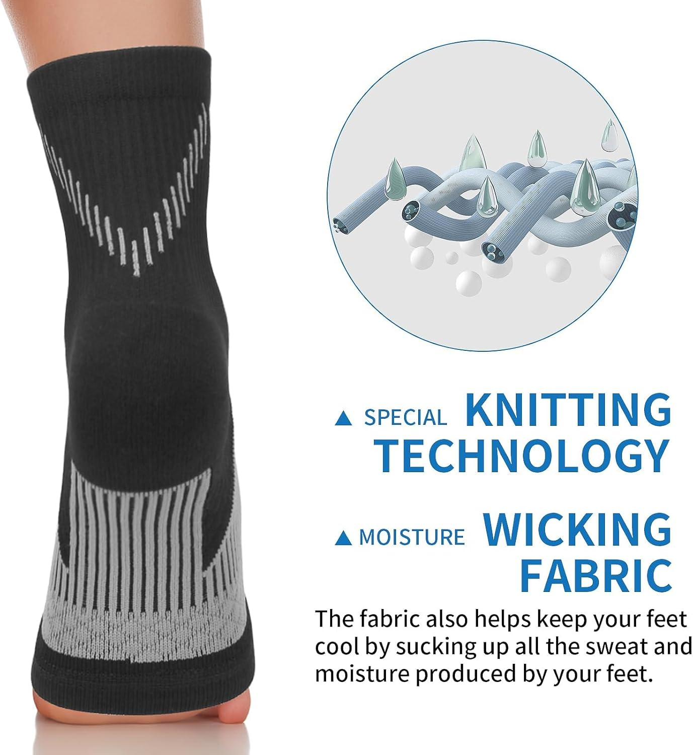 2 Pair Plantar Fasciitis Socks with Arch Support, Foot Care Ankle Brace Compression Sleeve, Eases Swelling & Heel Spurs, Ankle Brace Support, Increases Circulation image number 4