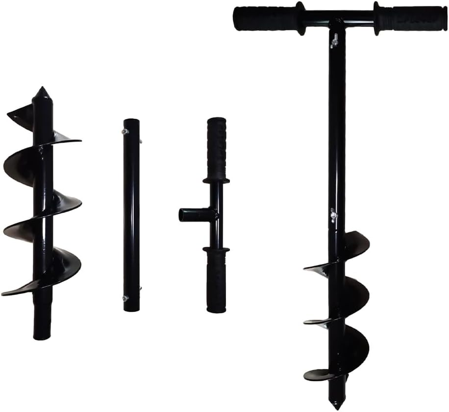 Garden Auger Drill Bit Set, Post Hole Digger, Hand Auger Drill with Non-Slip Handle, Auger Spiral Drill Rapid Planter Fence Post Auger for Planting Trees, Deep Cultivating, Seedlings, 10 X 60Cm image number 4