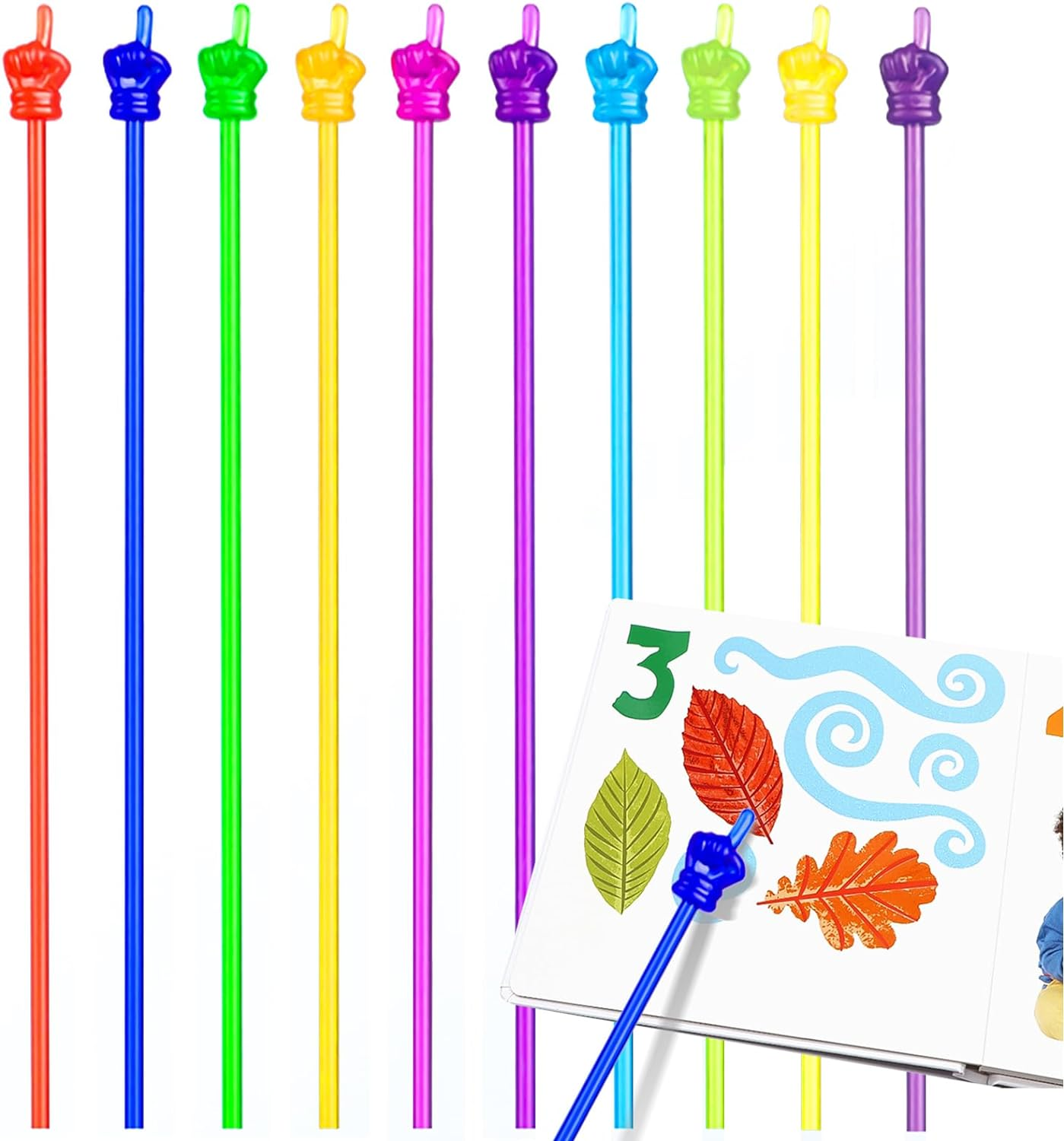 10Pcs Finger Pointer for Classroom, Reading Pointers for Kids, Hand Pointing Stick, Teaching Finger Class Pointer for Teachers, Classroom Teacher Must Haves Supplies Essentials