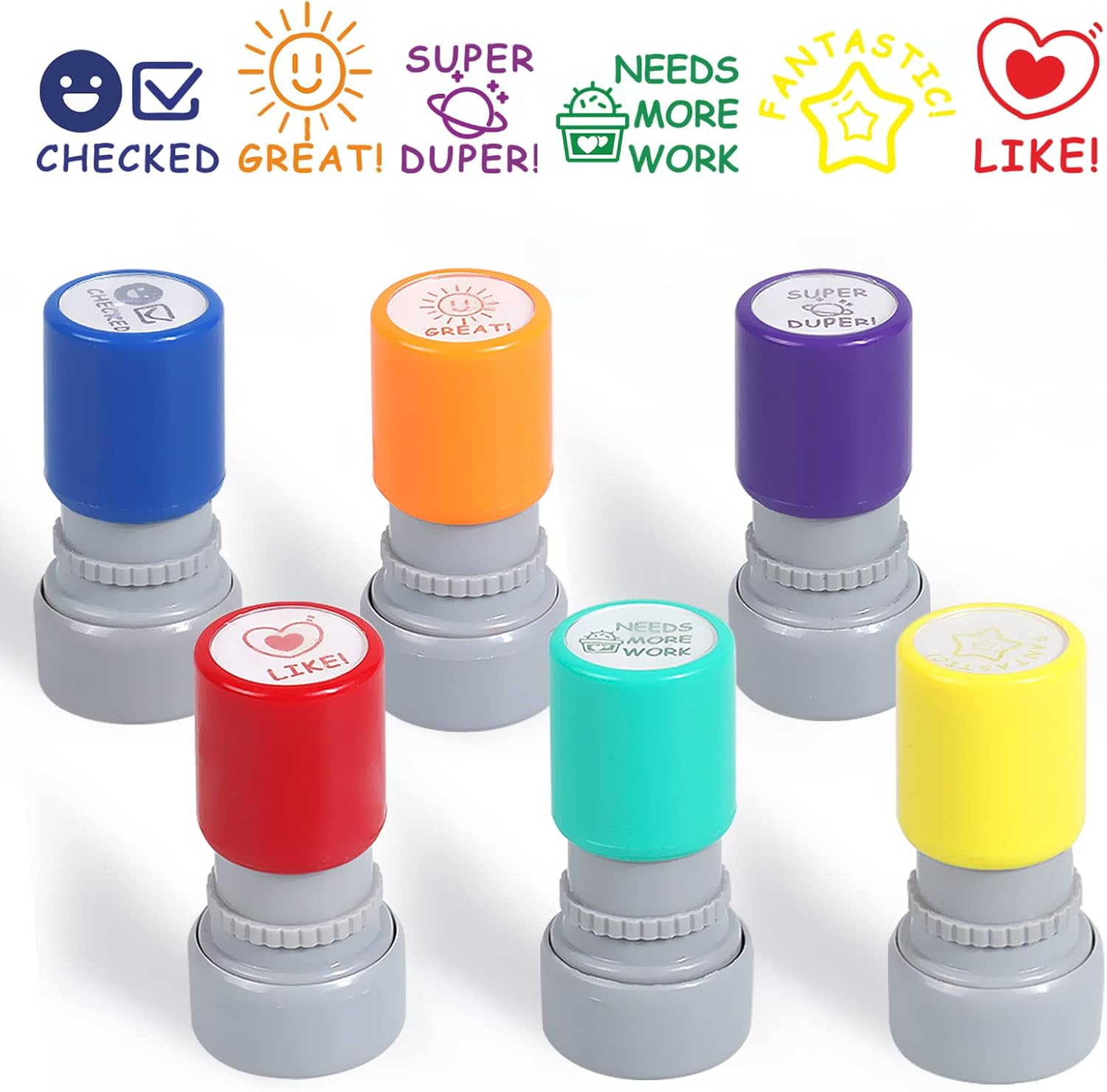 6 Colorful Teacher Stamps - Picture & Behavior Motivation Stamps for Teachers（Styles 2） image number 1