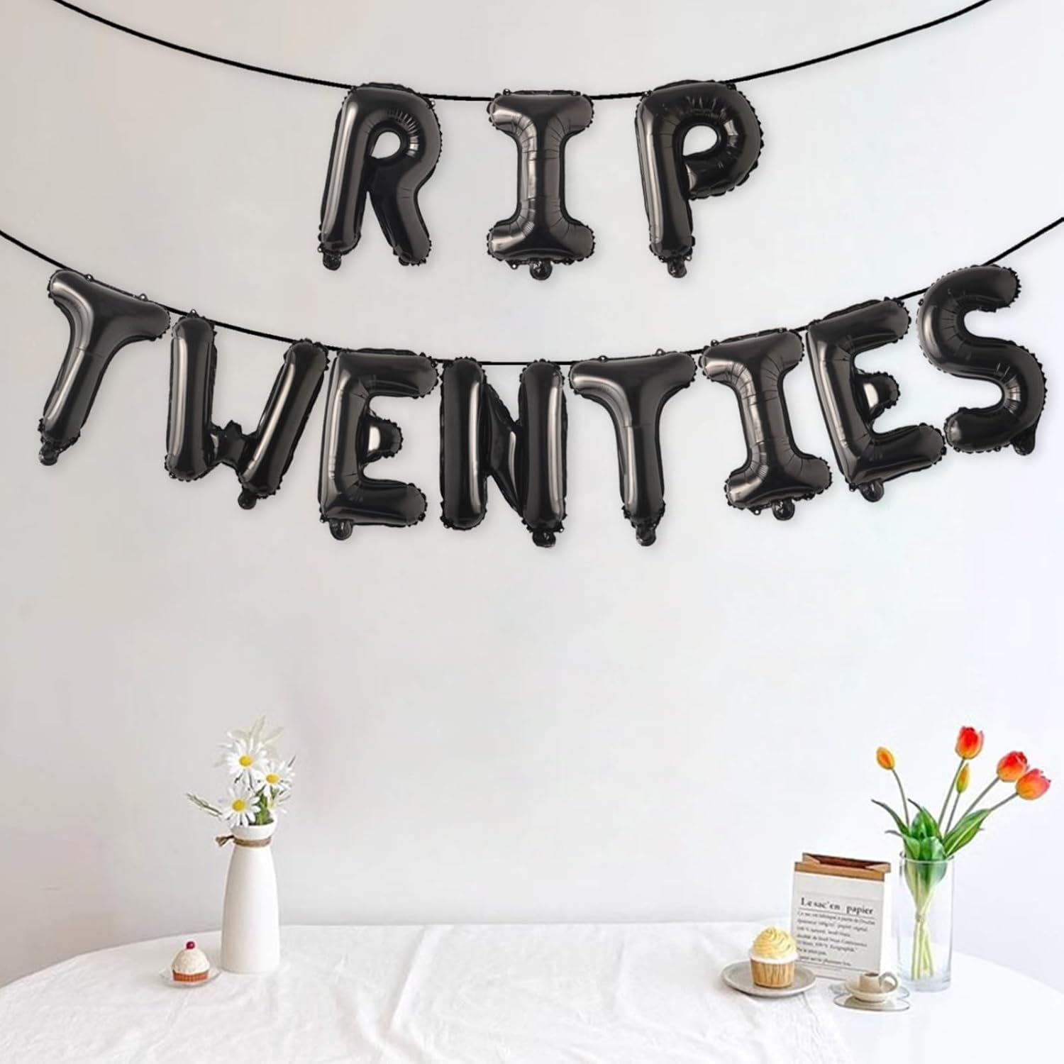 RIP TWENTIES Balloons, Black RIP TWENTIES 30Th Balloons Banner Birthday Party Supplies for Death to My 20S RIP Twenties RIP Funny 30Th Birthday Decorations image number 1