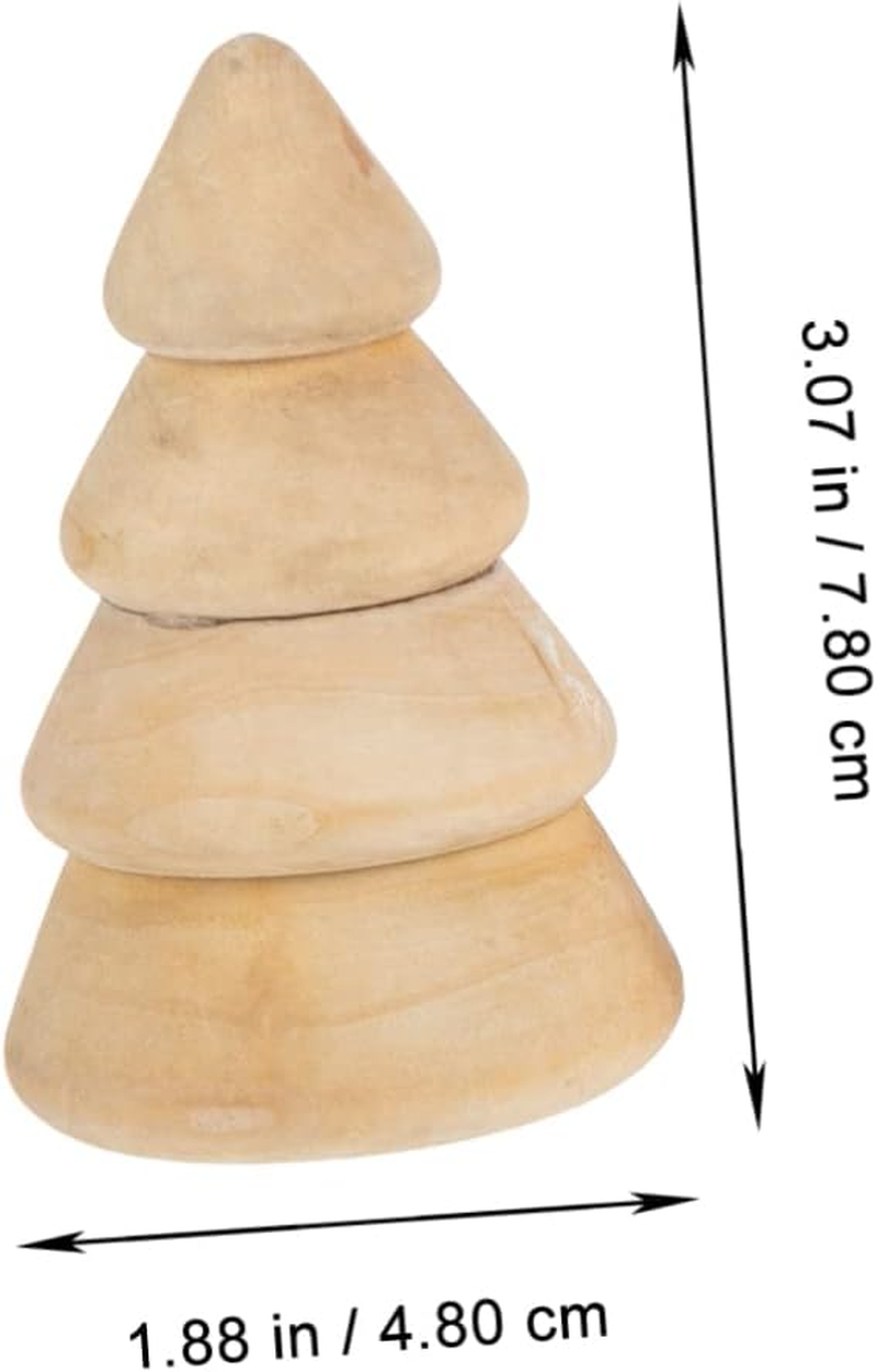 Wood Christmas Tree Ornament Set 5Pcs DIY Large Natural Wood Xmas Tree Decor for Home Festival Decoration