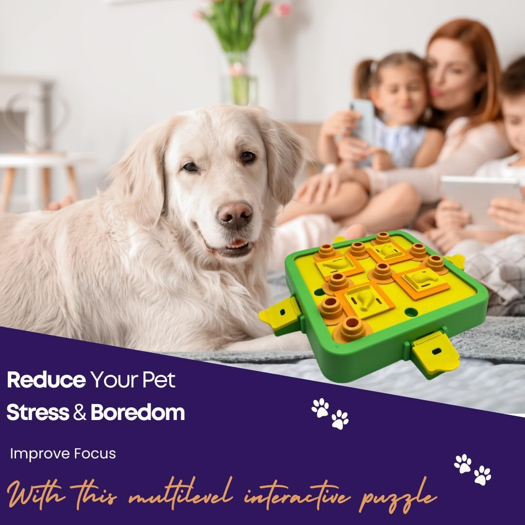 Dog Toy Puzzle - Interactive Dog Enrichment Toy with 3 Levels, Treat Dispenser and Slow Feeder Puzzle Mat Perfect for Mental Stimulation, Boredom and IQ Training