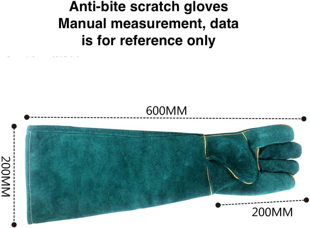 Anti-Scratch/Bite Protective Cowhide Reptile Handling Training Gloves Green image number 3