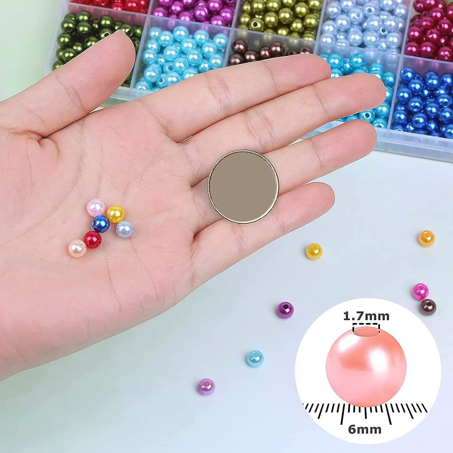 CAOLINLINGG 1960Pcs Bracelet Beads Kit with Storage Box 28 Colors Beads Making Kit DIY Craft Beads Set 6Mm Jewellery Beads Kit Bright Color Jewelry Making Kit Portable for Women Adult Teen Girls DIY L image number 5