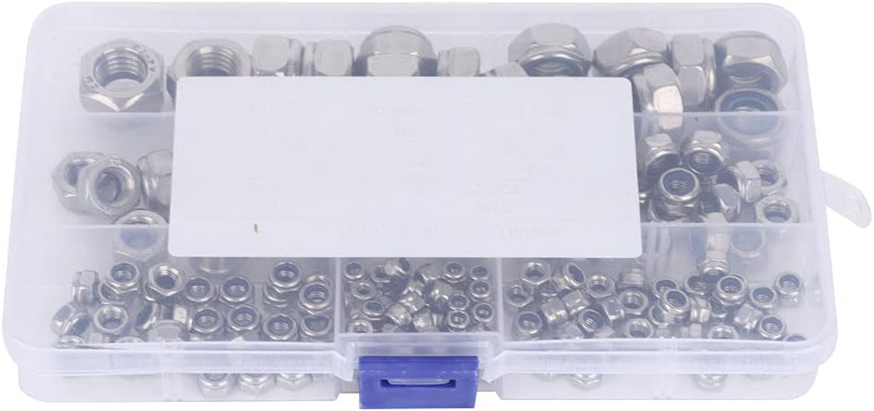 M3 M4 M5 M6 M8 M10 M12 Self-Locking Nuts Set,304 Stainless Steel Hex Nuts Fasteners Kit,With Storage Case (180Pcs) image number 5