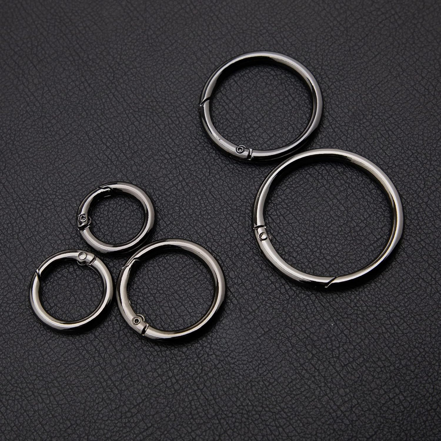 Emsea 15Pcs Spring O Ring Alloy round Carabiner Snap Clip Hook Trigger Spring Keyring Buckle 5 Styles for Bags Purses Keychain Backpack Handbag Black image number 3