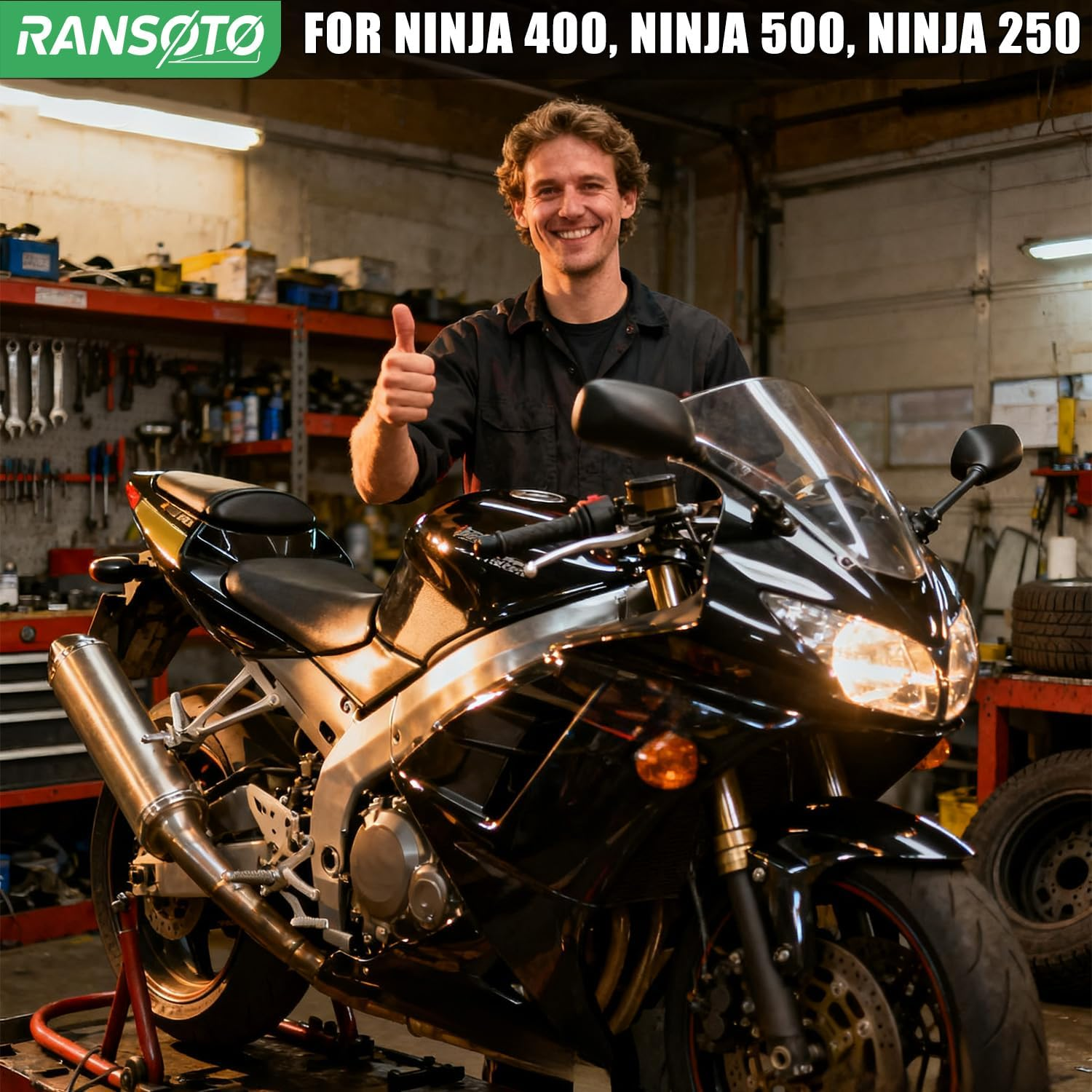 RANSOTO Motorsports Fender Eliminator Kit Compatible with Kawasaki Ninja 400 2018 2019 (Black) image number 4