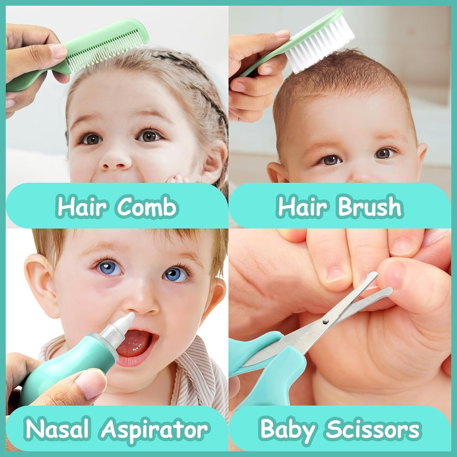 Baby Grooming Kit, Infant Safety Care Set with Hair Brush Comb Nail Clipper Nasal Aspirator Ear Cleaner,Baby Essentials Kit for Newborn Girls Boys