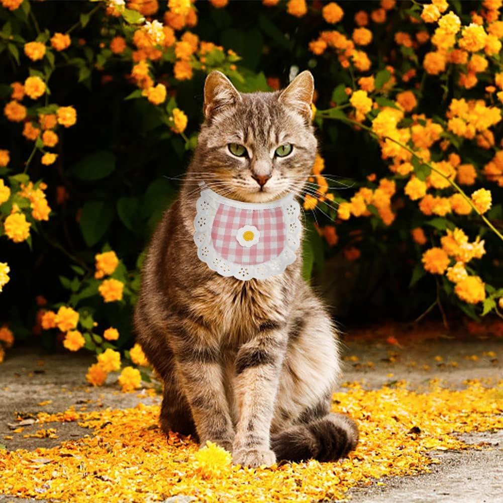 WEBEEDY 4PCS Cute Dog Lace Bandana Puppy Cat Flower Scarfs Washable Daily Handkerchief Semicircle Scarf Bibs Saliva Towel for Small Medium Large Girl Boy Pup Pet image number 4