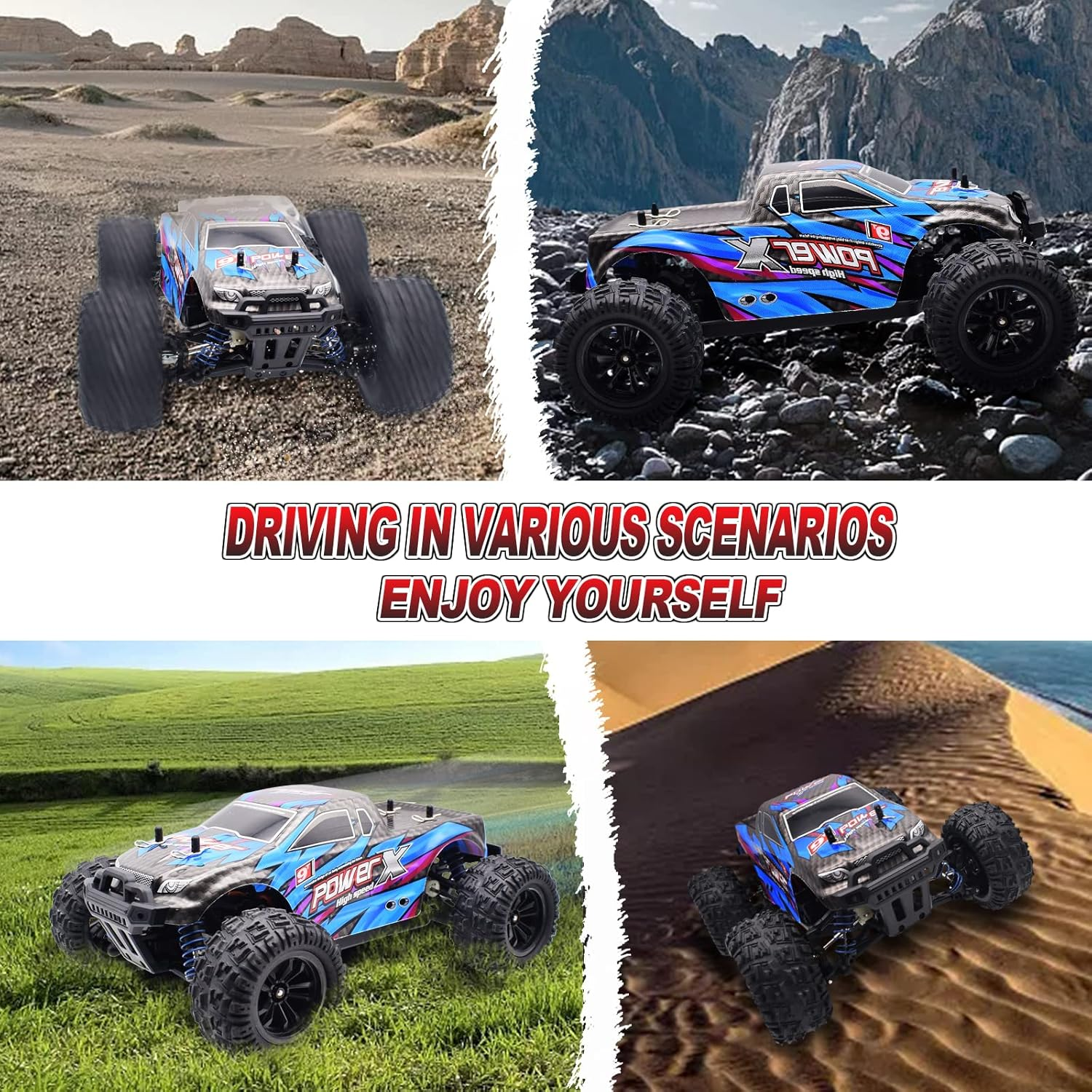 RC Cars 1:18 Scale Remote Control Car, 4WD High Speed 40+ Km/H off Road RC Monster Vehicle Truck, All Terrains Electric Toy Trucks with Two Rechargeable Batteries for Boys Kids and Adults&hellip;&hellip; image number 5