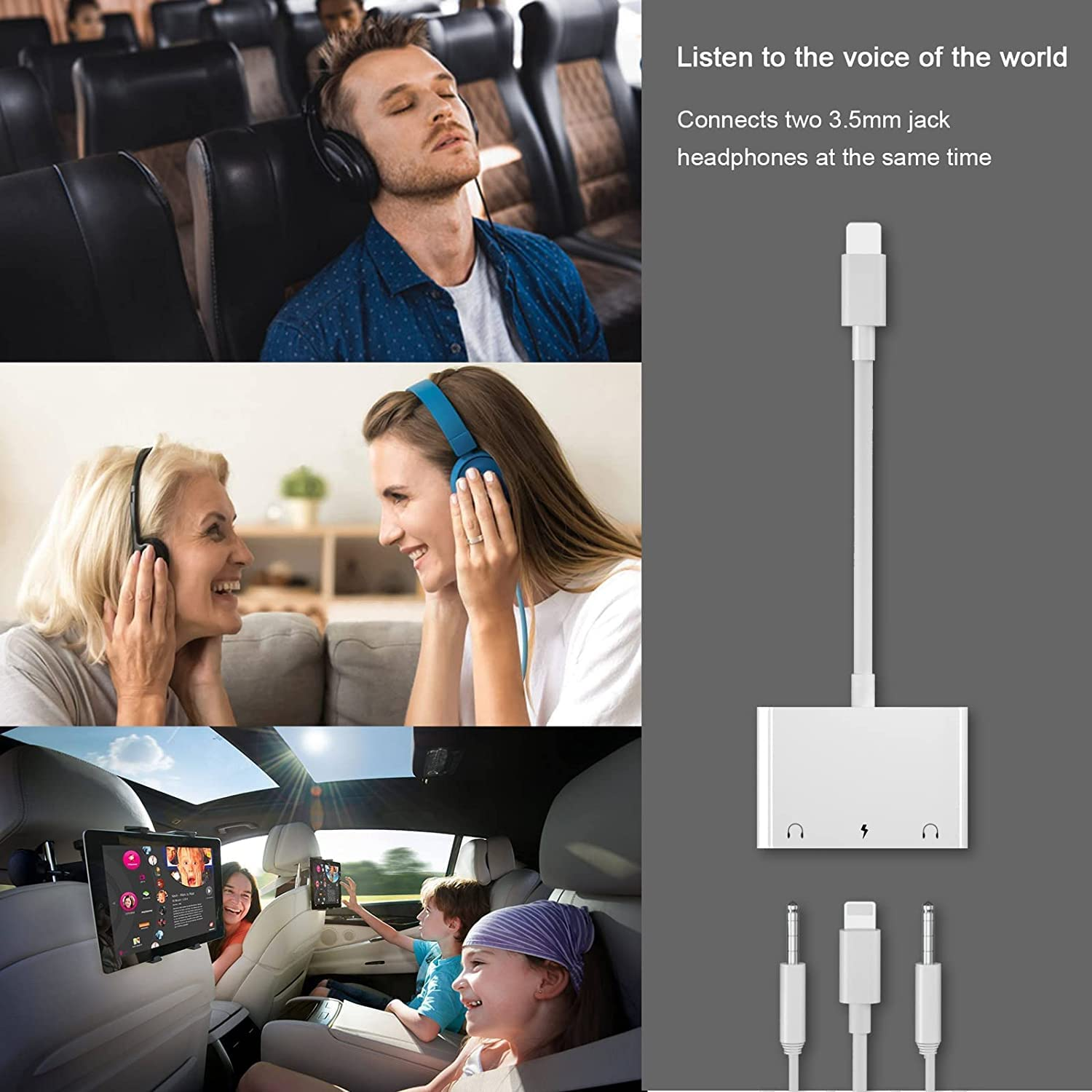USB C to 3.5Mm Headphone Jack Audio Splitter,3 in 1 Dual 3.5Mm Headphone Jack+Usb C Audio Charge Adapter for Ipad Pro Google Pixel 2/2XL/3/3XL HTC U11 Macbook image number 3