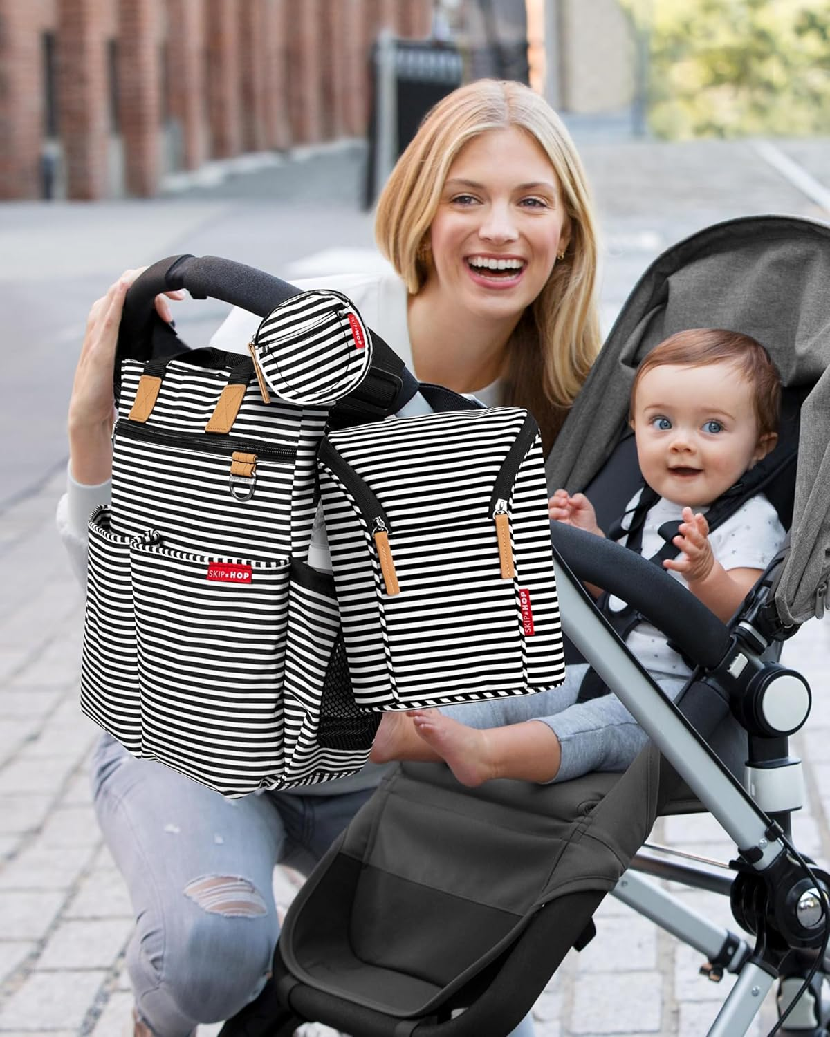 Skip Hop Baby Bottle Bag, Grab & Go, Black/White Stripe - Black image number 3