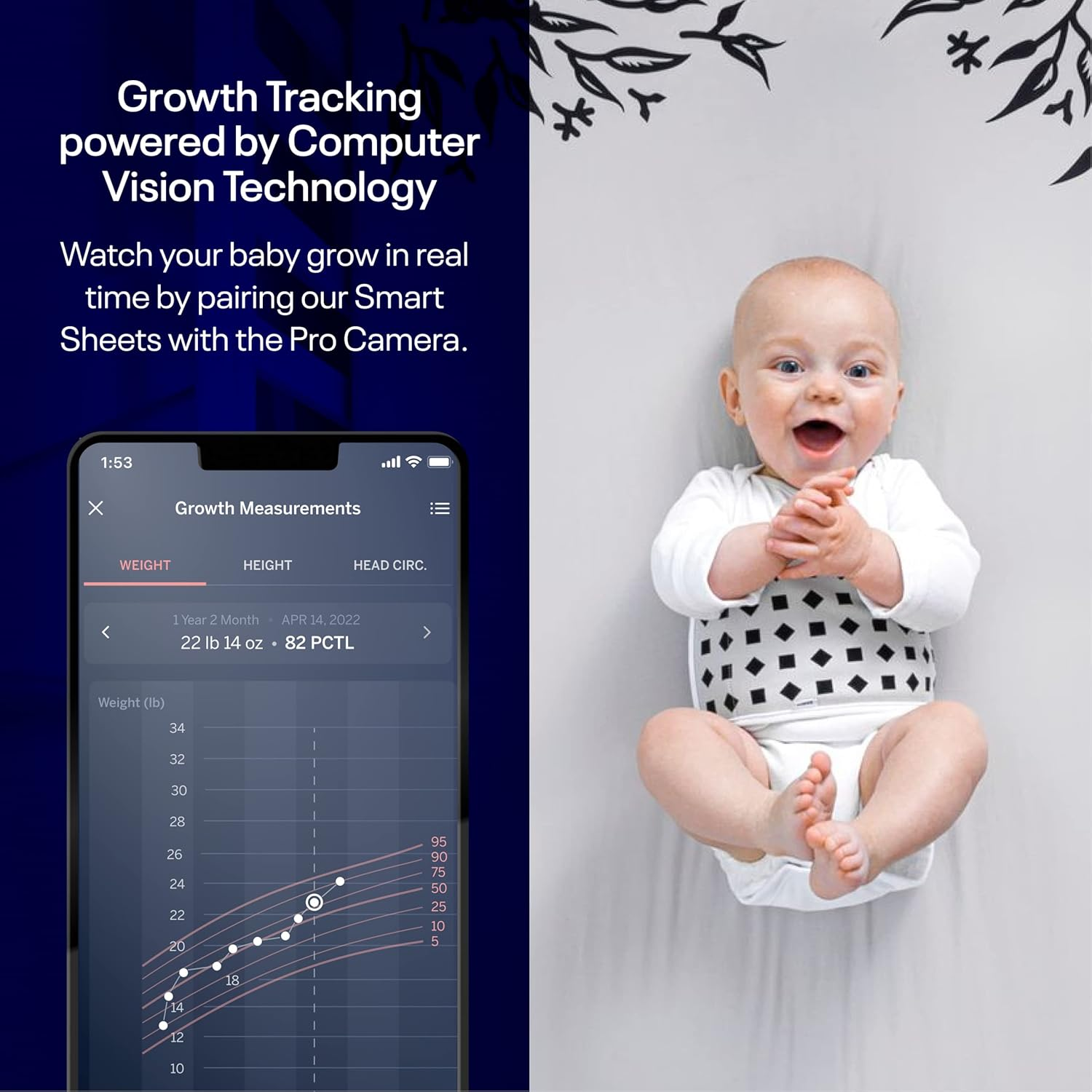 Nanit Smart Sheets - Works with All Nanit Cameras to Measure Your Baby'S Growth, 100% Cotton Fitted Sheets, Pebble Grey and White, One Size - Two-Pack image number 3